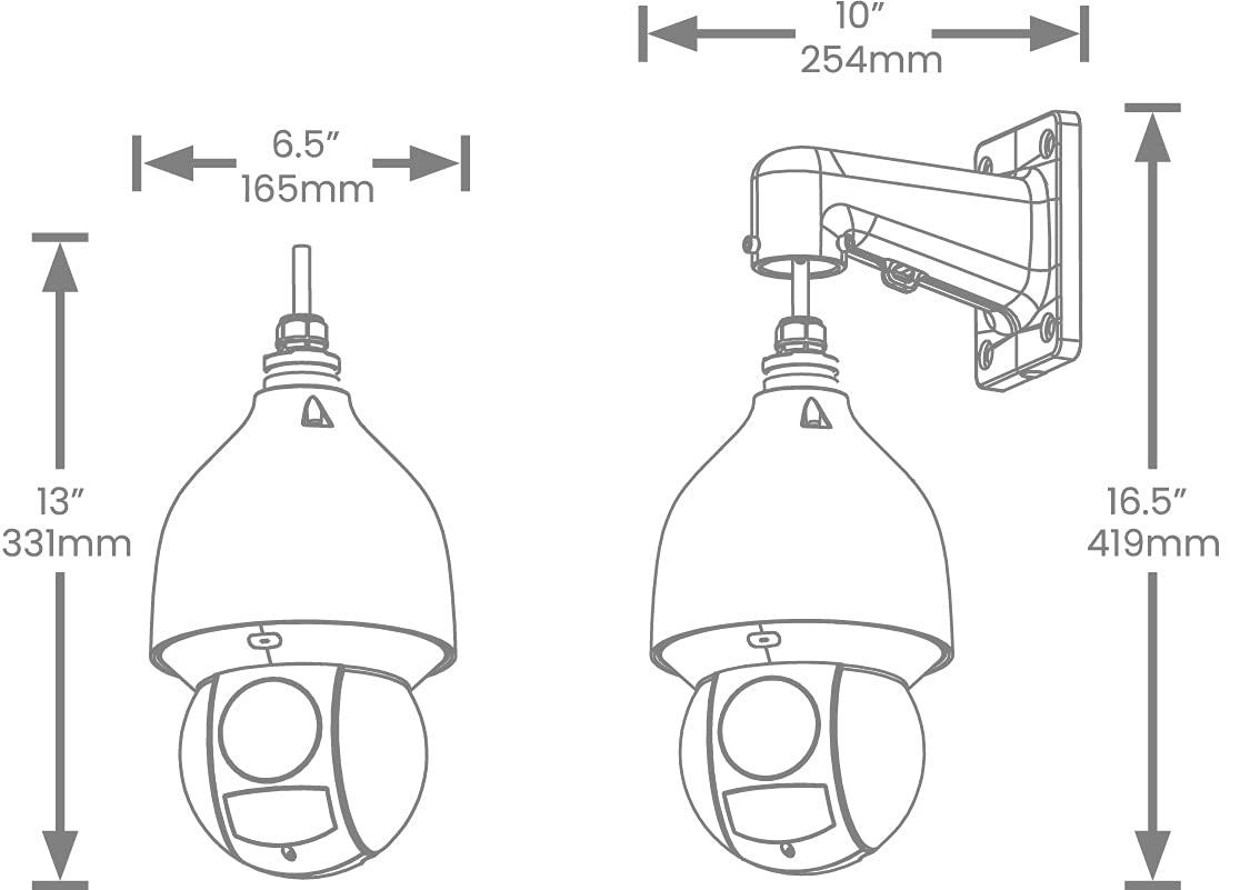 Lorex Lorex Indoor/Outdoor 4K Pan & Tilt Metal Dome Security Camera, Add-On IP Camera for Wired Surveillance System, Color Night Vision, 25x Optical Zoom, 1 PTZ Camera