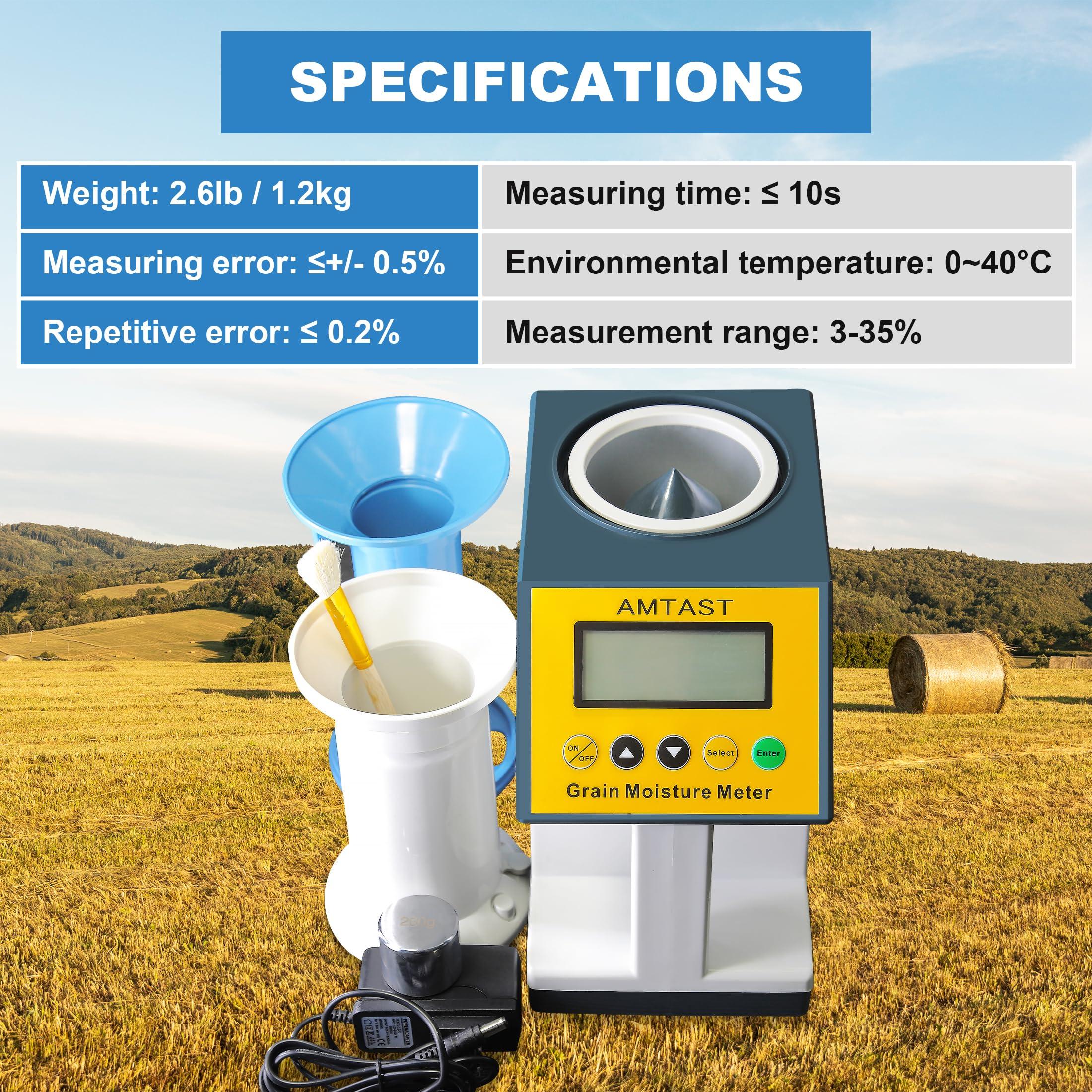 AMTAST Grains Moisture Density Weight Tester Grain Moisture Meter Smart Density Tester for 24 Kinds of Grains, Hazelnut, Coffee Beans, Cocoa Beans, Rice, Wheat, Corn, Upgraded Grain Moisture Tester GM005