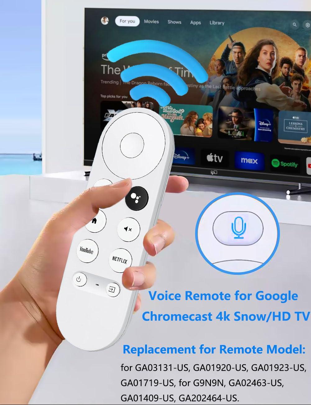 AieSHOP New Upgrade Voice Remote for Google Chromecast 4k Snow/HD TV, Replacement Remote Control for G9N9N, GA01920-US, GA01409-US, GA01923-US, GA01919-US