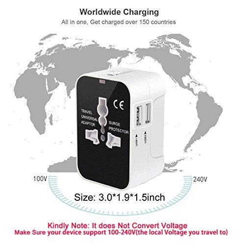 NEWVANGA International Universal All in One Worldwide Travel Adapter Wall Charger AC Power Plug Adapter with Dual USB Charging Ports for USA EU UK AUS European Cell Phone Laptop