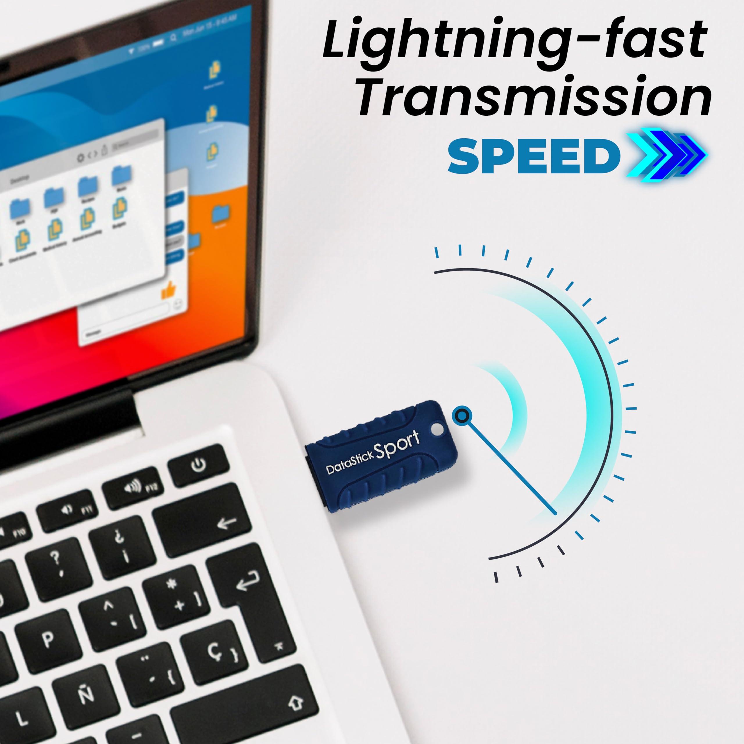 Centon Centon Electronics MP Essentials DataStick Sport USB 3.0 Flash Drive, Waterproof USB Drive, Shock-Resistant Silicon Case, Versatile USB Stick, 128 GB Storage Capacity, Navy Blue