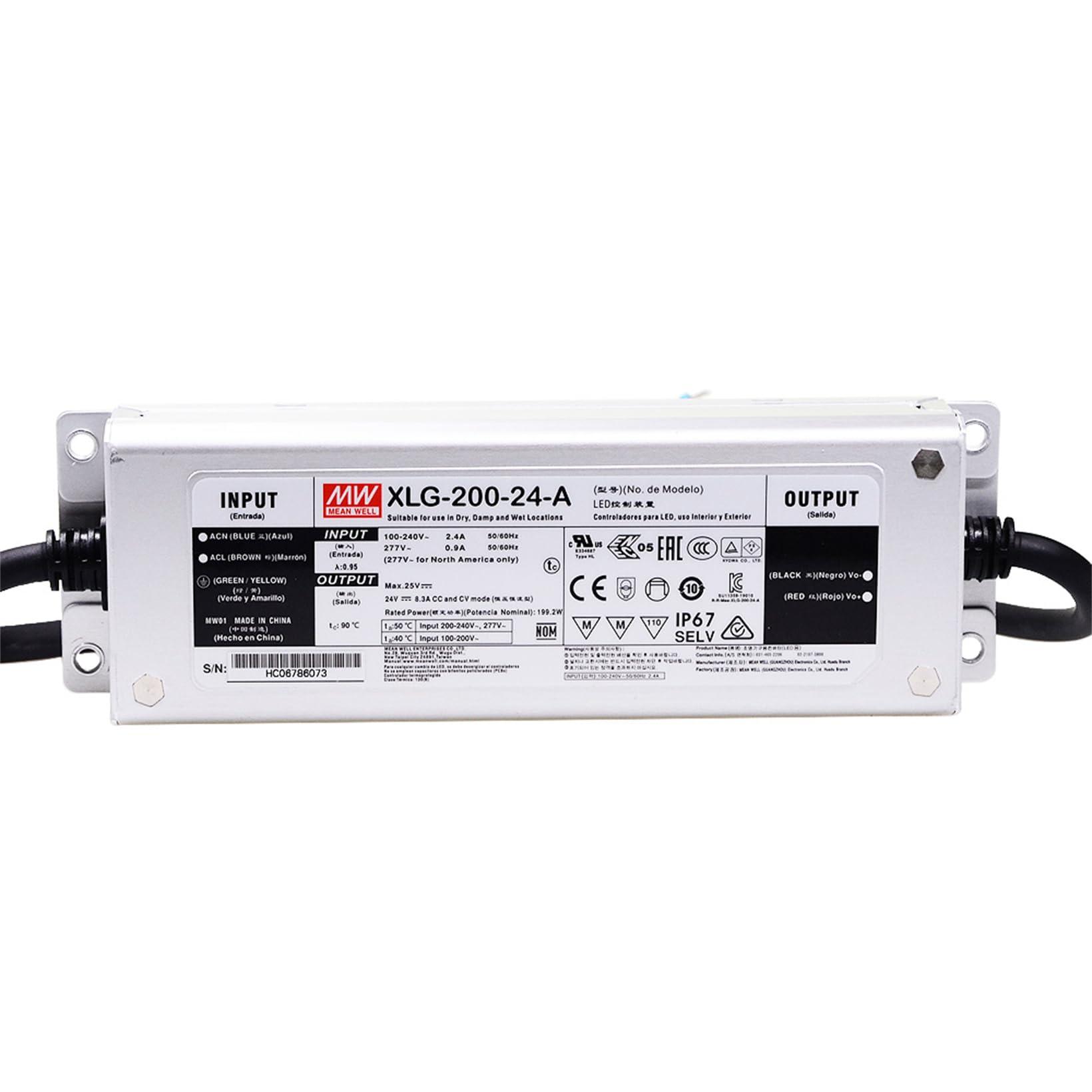YS powered by MW XLG-200-24-A 24V 8.3A 200W IP67 LED Driver for Outdoor & Architectural Lighting