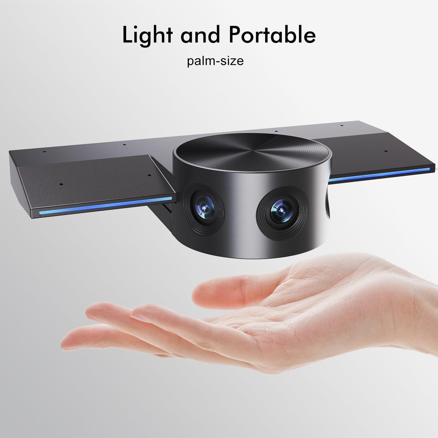 Meeteasy Panoramic 180 Video Camera, Immersive Video Conference Experience, both Overall and Speakers Close-up view, 1080P Webcam for Huddle Room and Homebased Office, Plug and Play with Micro SD Card Slot