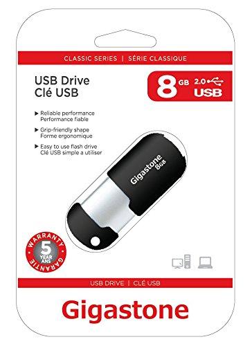 Gigastone Gigastone GS-Z08GCNBL-R 8GB Classic Cap Less USB 2.0 Flash Drive, Black/Silver