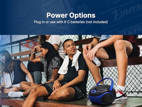 Emerson Emerson EPB-3000 Portable CD Player with AM/FM Radio, Programmable Memory, Dual Stereo Speakers, 3.5mm AUX Input, and Two-Way Power for Home or On-The-Go Entertainment Ideal for Music Lovers