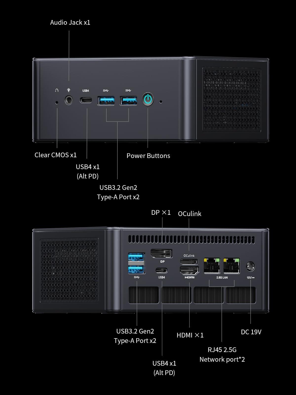 MINISFORUM MINISFORUM UM890 Pro Barebone with Mini PC, AMD Ryzen 9 8945HS Mini Computers,8K Quad Display HDMI/DP1.4/USB-C, AMD Radeon 780M/Dual LAN 2.5G