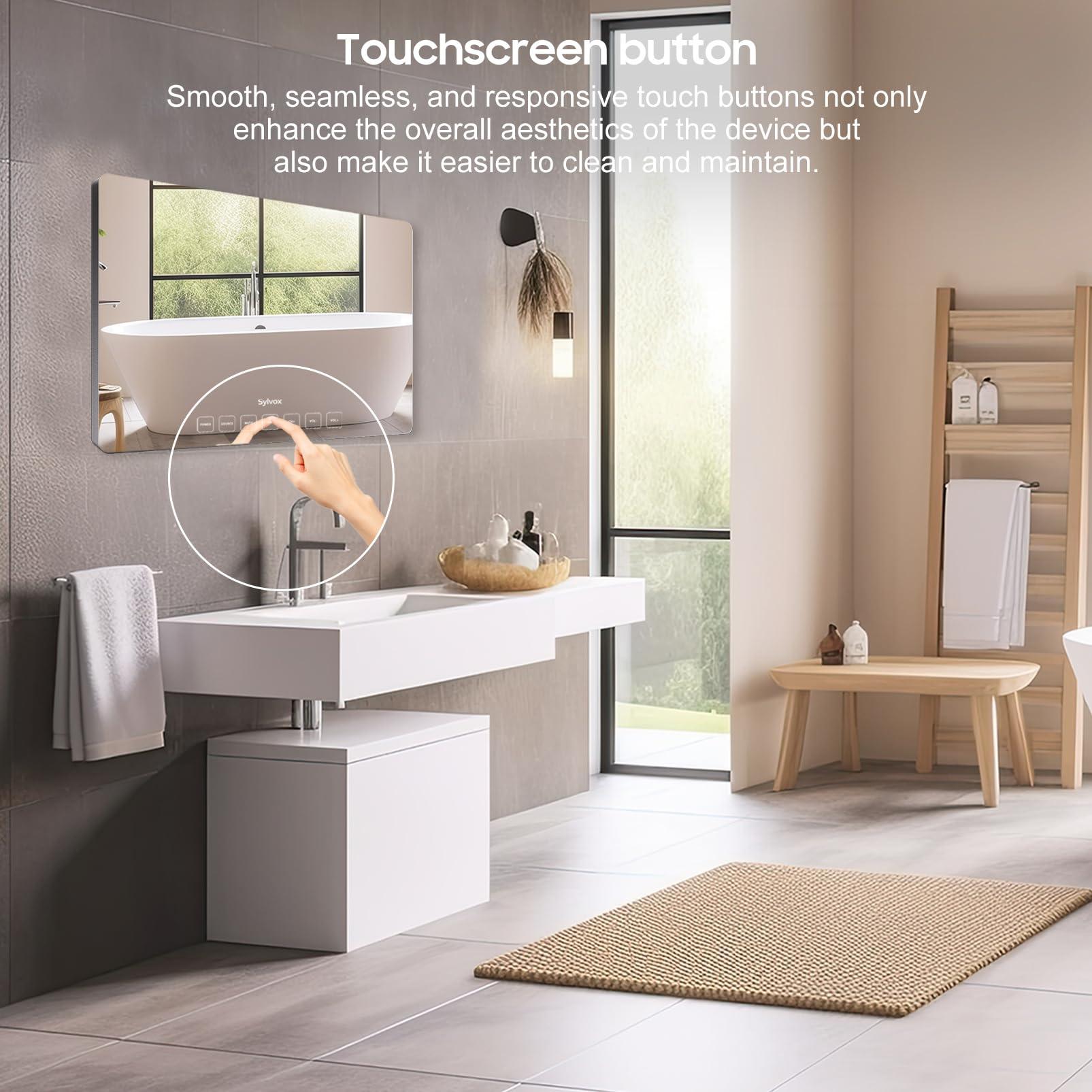 SYLVOX SYLVOX Bathroom TV, 32 inch Smart Mirror TV for Bathroom Shower SPA, Support Google TV, 1080P IP66 Waterproof Touch Button WiFi Bluetooth Google Assistant, Smart TV for Indoor Humid Environment