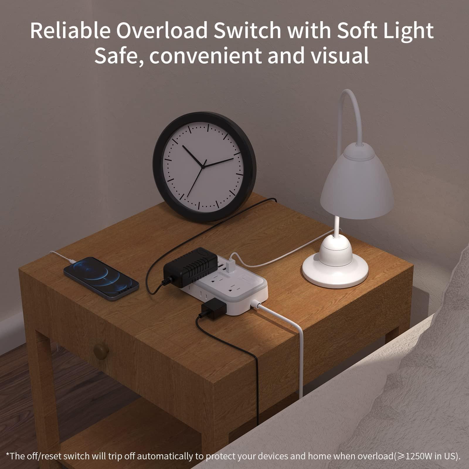 NTONPOWER Long Extension Cord 15 Ft Bundle, NTONPOWER Flat Plug Power Strip with USB Ports, Desktop Charging Station, Wall Mountable, Compact for Home, Office, Nightstand and Dorm Room Essentials