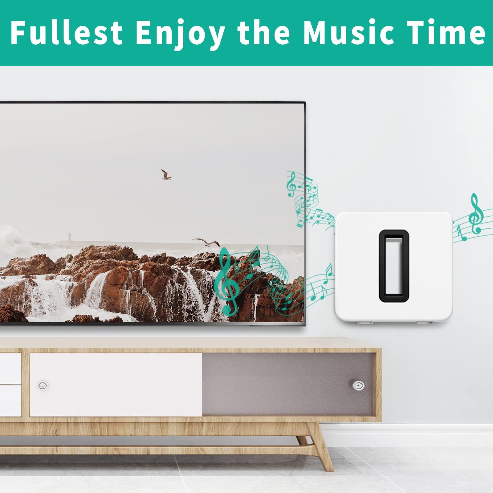 Black Sesame Wall Mount for Sonos Sub Gen 3 Gen 2 Mount, Heavy Duty Wall Mount for Sonos Sub Mounts, Mounting Brackets for Sonos Wireless Sub with Hardware Kit, White