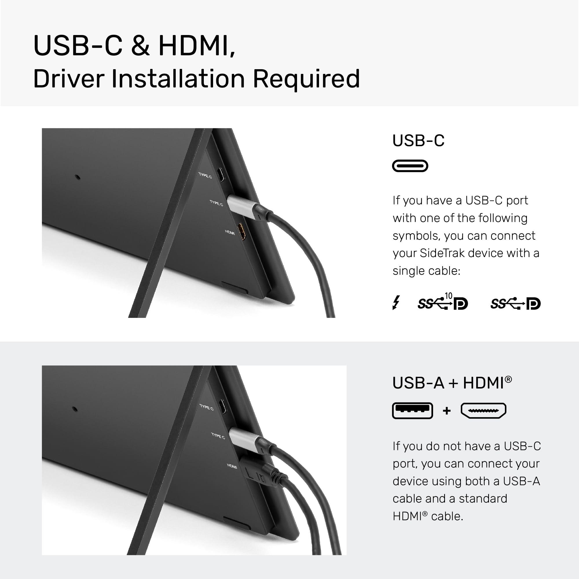 SideTrak SideTrak Solo Book 15.6" Foldable Dual Screen Portable Monitor with Protective Sleeve | Stacked FHD Laptop Screen Extender, 360 Rotation, USB-C & HDMI, Mac, PC, Chromebook Compatible
