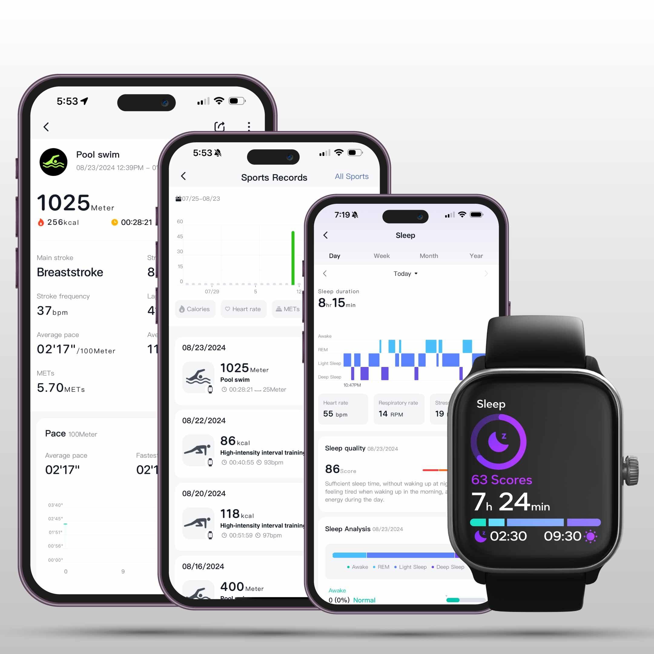 Spade & Co Spade & Co Health Smartwatch 4 - Smartwatch for Men & Women, Heart Rate, Sleep & SpO2 Monitor, Pedometer, Fitness Tracker, Answer/Make Calls IP68 Waterproof iOS & Android Compatible