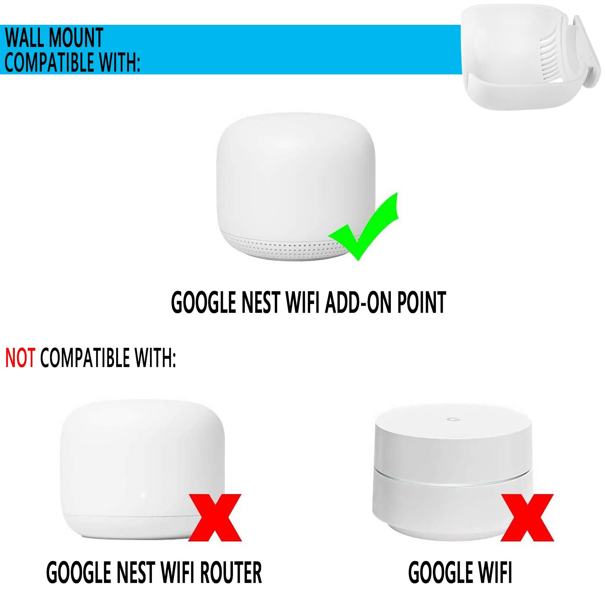 GEEKRIA Geekria Wall Mount Compatible with Google Nest WiFi Add-On Point ONLY, ABS Space-Saving Bracket Holder Shelf, The Simplest Cable Management Wall Mount Bracket (3 Pack)