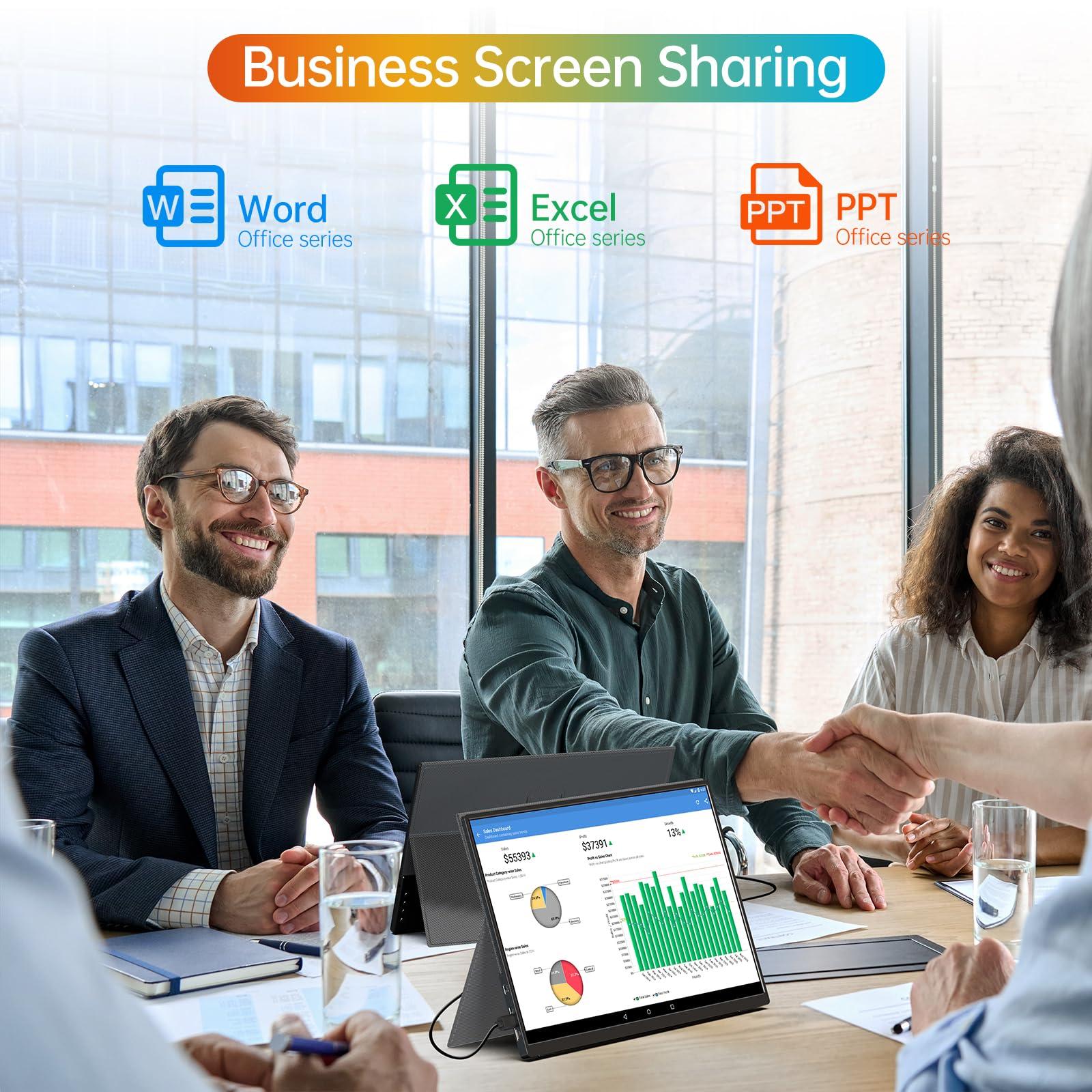 MNN MNN Portable Monitor 14 inch FHD 1920 * 1200P USB C HDMI Ultra-Slim IPS Travel Display w/Smart Cover & Speakers, HDR Plug&Play, External Monitor for Laptop PC, Phone,Mac(400cd/m Brightness)