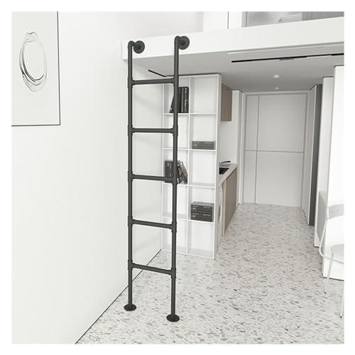 LSMKKA Rv Bunk Ladder 48 55 Inch 60 63 72 80 91" Basement Egress Ladder, Black Floor Standing Window Well Ladder 3 4 5 6 10 12 Step Ladders with Mount Discs, Adults Kids Safety Climb Stool (Color : Black,