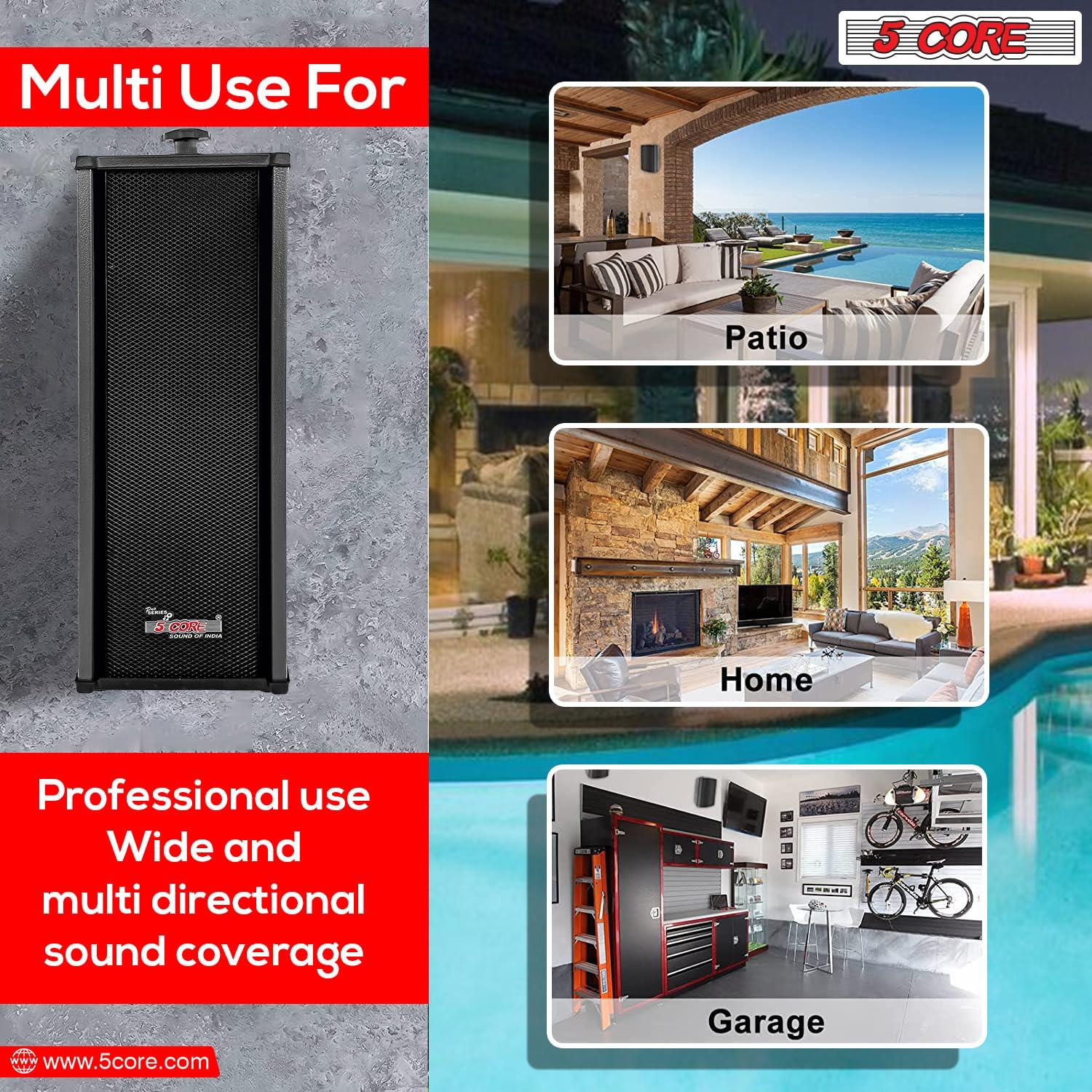 5 CORE 5 CORE Outdoor Speakers Pair Stereo in Wall Speaker 100W Peak Passive Mount Wired Waterproof Patio House Garage Indoor Exterior Audio System Bocinas para Casa - 15TG 2Pcs