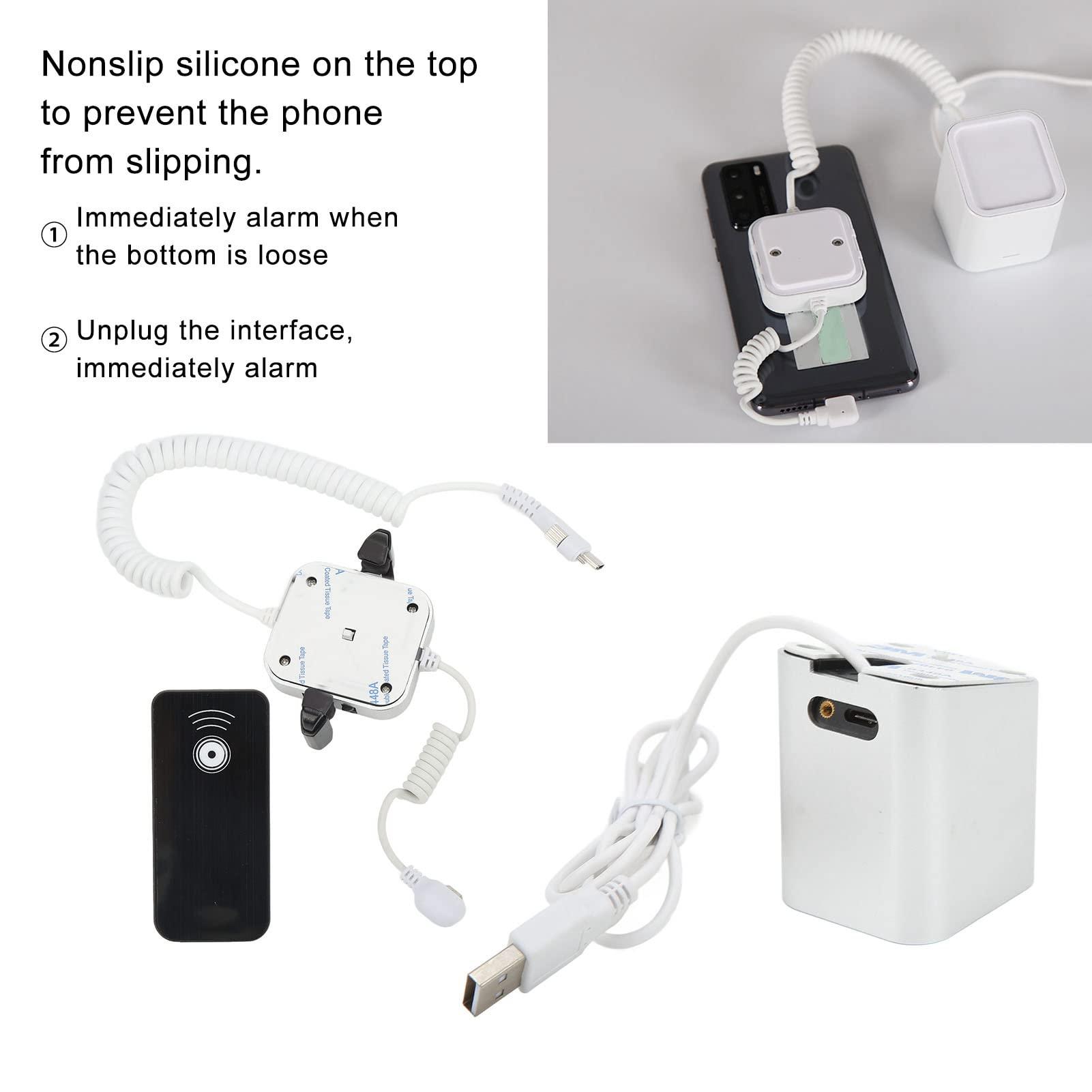 Dioche Antitheft Display Stand, Anti Theft Cell Phone Display Stand, 95120dB Security Alarm, Fast Charging Infrared Remote Control Unlock for Exhibition(for Android Port, Without claw)