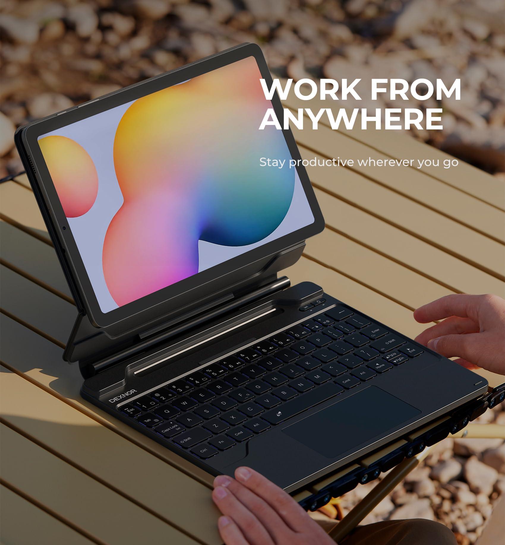 Dexnor Dexnor Keyboard Case for Samsung Galaxy Tab S6 Lite 10.4 Inch Case with Keyboard Magnetic Floating Cantilever Stand Multi-Touch Trackpad Wireless Backlit S Pen Holder for Tab S6 Lite 2024/2022/2020