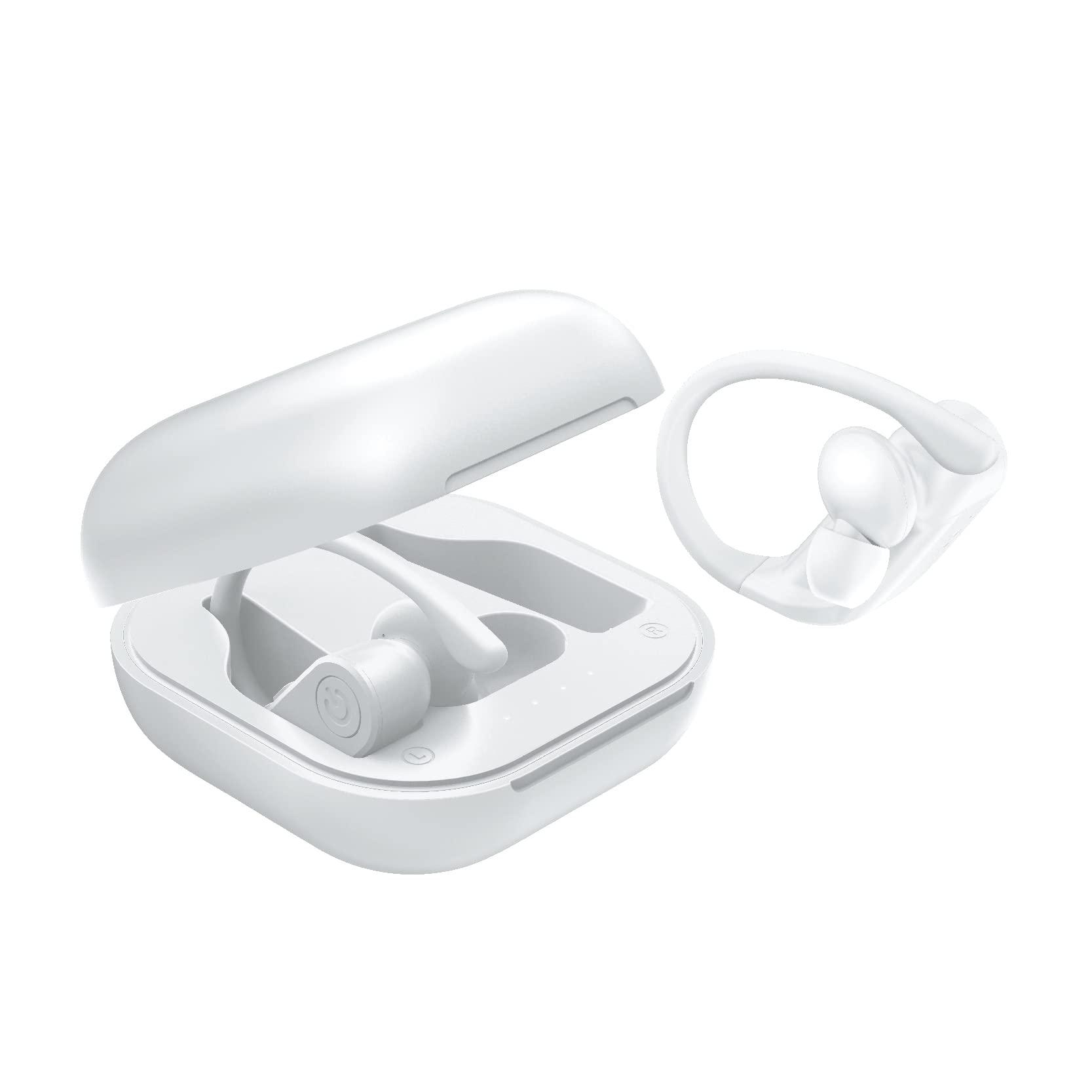 Coby COBY True Wireless Sport Earbuds 15 Hours, Charging Case, Playback Controls, Siri and Google Assistant, Auto Bluetooth 5.3 Pairing, for Gym, Running, Workout - Works with iPhone, Android, iPad (White)