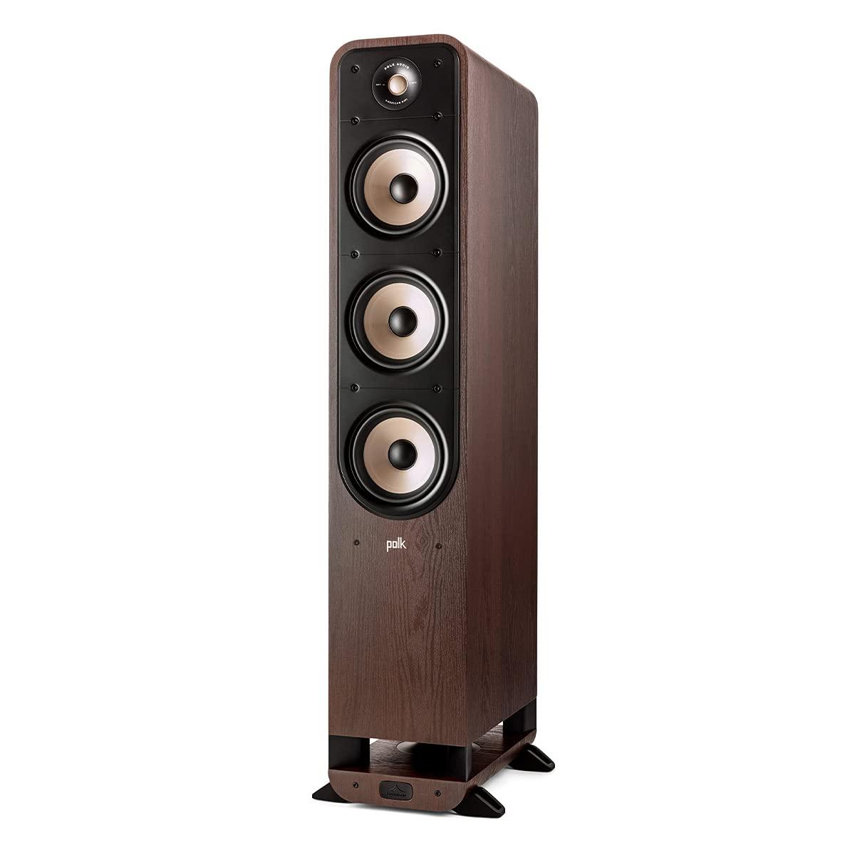 Polk Audio Polk Signature Elite ES60 Tower Speaker - Hi-Res Audio Certified, Dolby Atmos & DTS:X Compatible, 1\" Tweeter & Three 6.5\" Woofers, Power Port Technology for Effortless Bass, Contemporary Walnut