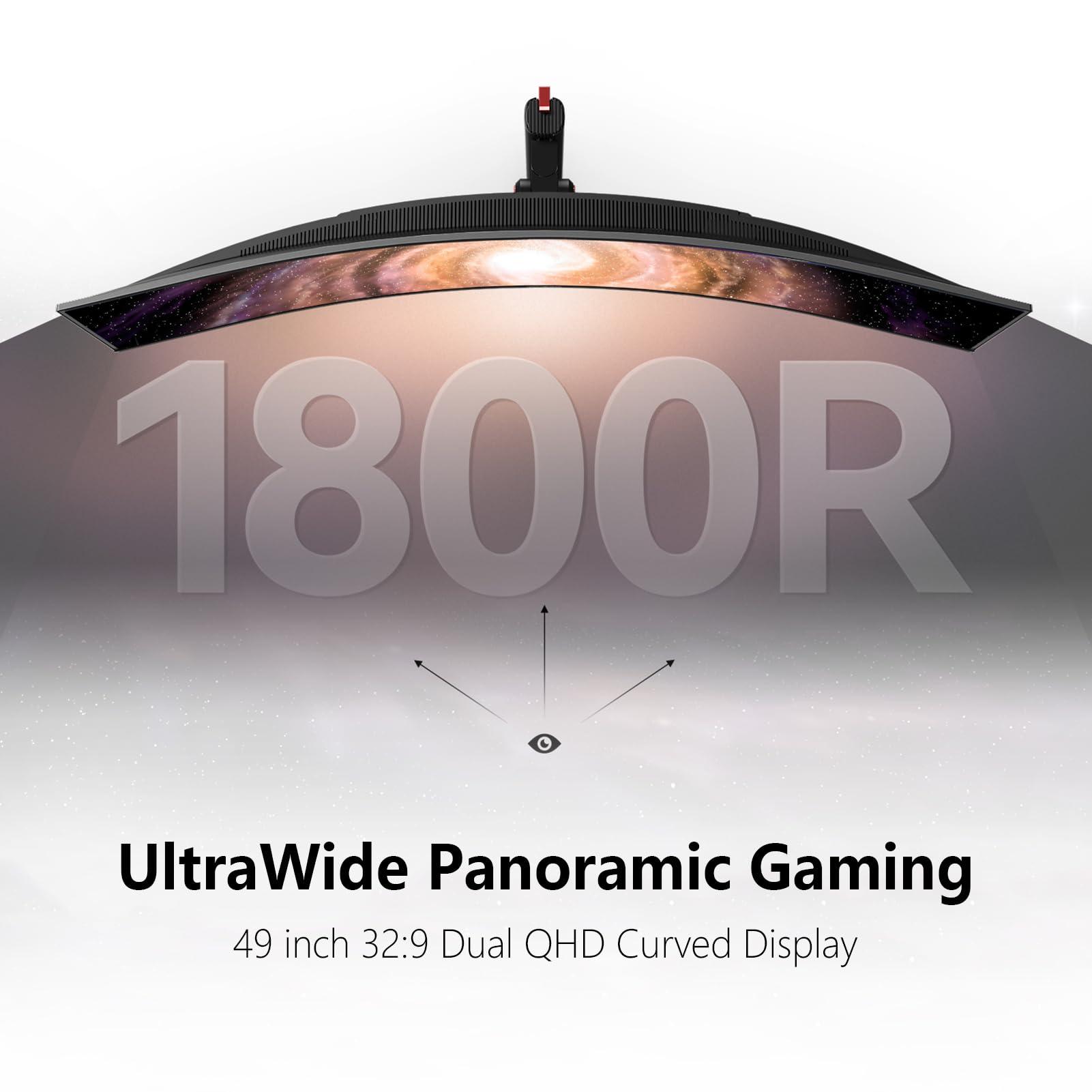 INNOCN INNOCN 49\" 49Q1S OLED Curved Gaming Monitor 5120 x 1440p 240Hz, 0.03ms, USB Type C 90W, HDMI 2.1, DisplayPort, USB Hub, Surrounding Speakers, Adaptive-Sync, Height Adjustable Stand, Black