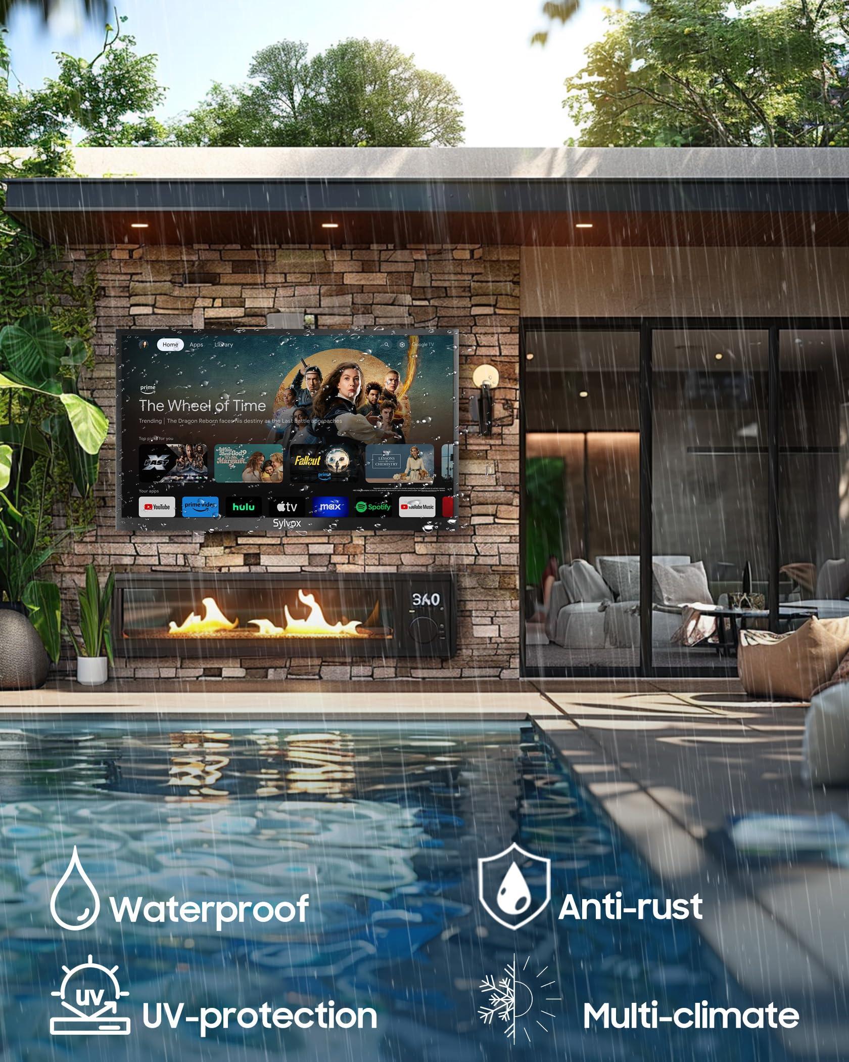 SYLVOX SYLVOX Outdoor TV, 43 inch 2000 Nit High Brightness Smart Outdoor TV, 4K Sunlight Readable Display, IP55 Waterproof, Smart TV for Outdoor Households or Commercial Places (Pool Pro 2.0/2024)