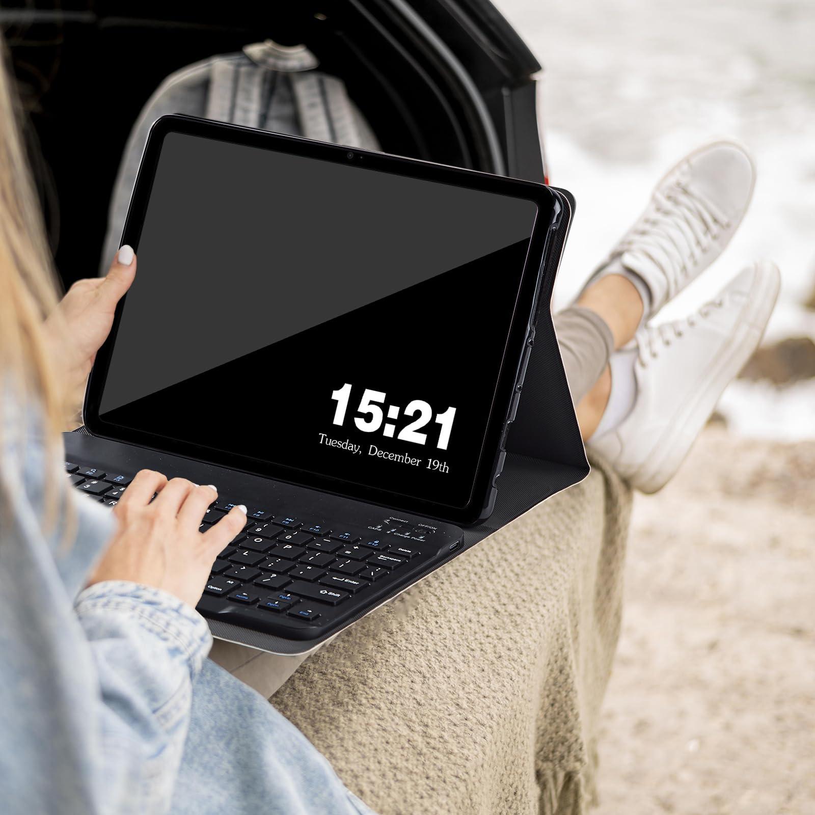 BREIDMKFM BREIDMKFM Keyboard Case for Samsung Galaxy Tab A8 10.5 Inch SM-X200/X205/X207, Galaxy Tab A8 2022 Smart Tablet Cover with Detachable Wireless Bluetooth Keyboard, Dragonfly Peony