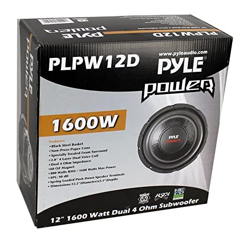 Pyle PYLE 12\" 1600W 4Ohm DVC Black Car Stereo Audio Power Subwoofer Dual Coil(3 Pack)