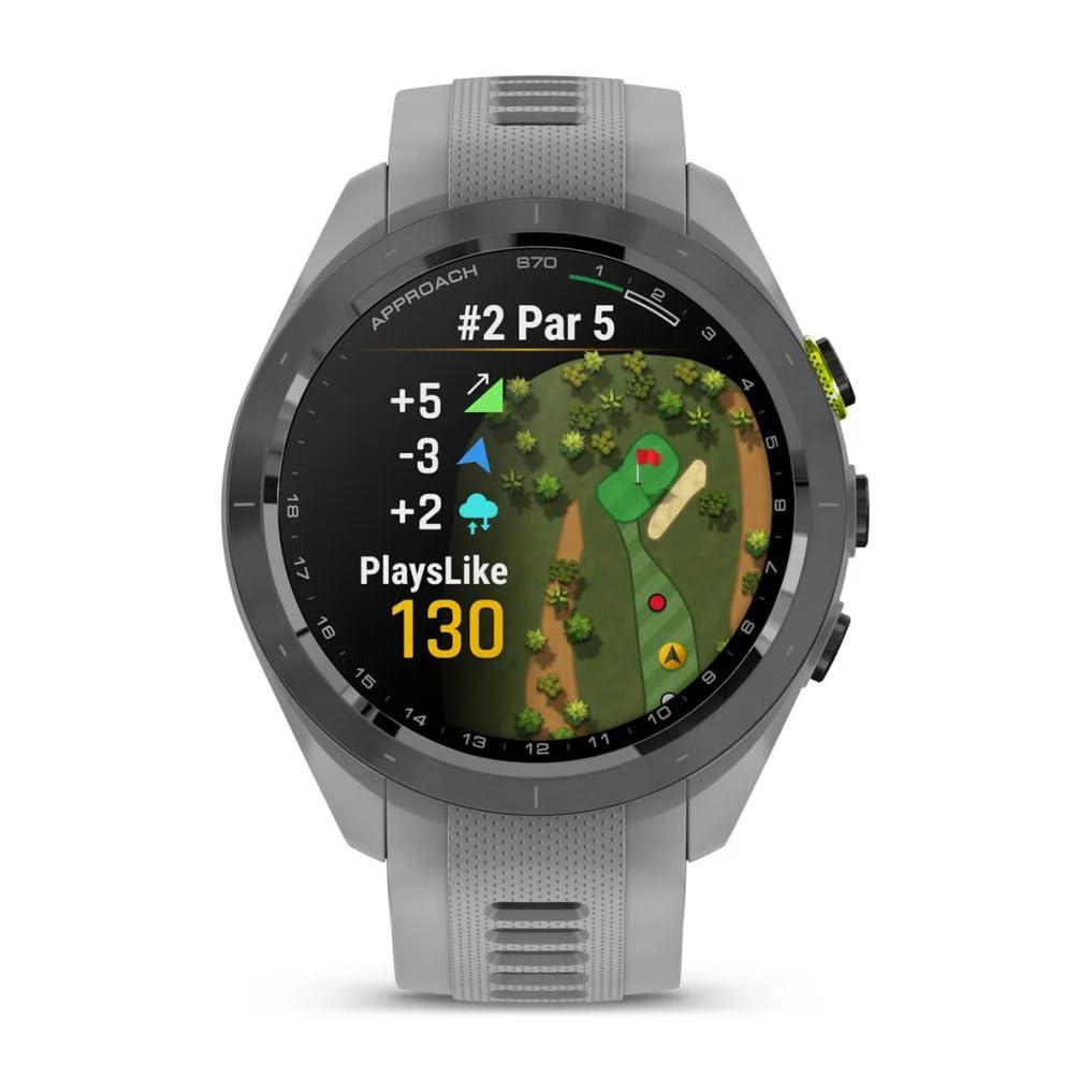 Garmin Garmin Approach S70 42MM GPS Golf Fitness Tracker Premium Smartwatch for Men, Lightweight 1.2" Touchscreen AMOLED Display and 42000 Preloaded Courses -Gray- Garmin Watches for Men