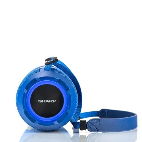 Sharp Sharp GX-BT390 Crystal Clear Series Bluetooth Speaker | Waterproof IP67 | 10 Hour Playtime | 2 Light Modes | 60W Max Power with Strong Bass | True Wireless Pairing | Hands-Free Calling | Strap | Blue