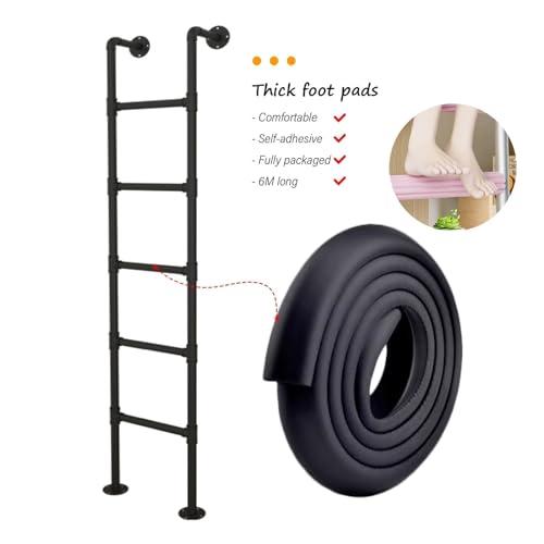 LSMKKA Rv Bunk Ladder 48 55 Inch 60 63 72 80 91" Basement Egress Ladder, Black Floor Standing Window Well Ladder 3 4 5 6 10 12 Step Ladders with Mount Discs, Adults Kids Safety Climb Stool (Color : Black,