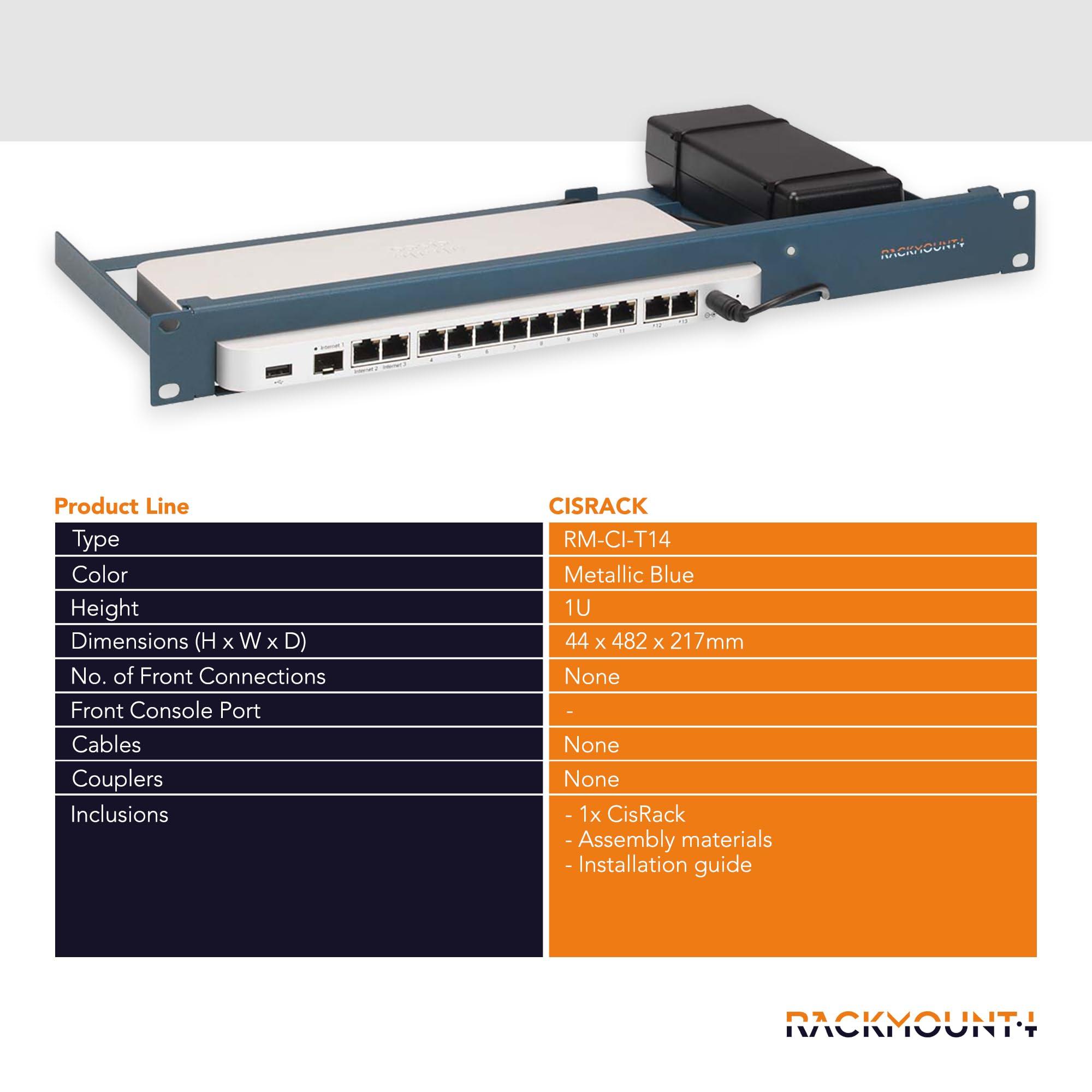 R RACKMOUNTIT Cisco Meraki Firewall Appliance Rack Mount - 1U Server Rack Shelf with Easy Access Front Network Connections, Properly Vented, Customized 19 Inch Rack - RM-CI-T14 by Rackmount.IT