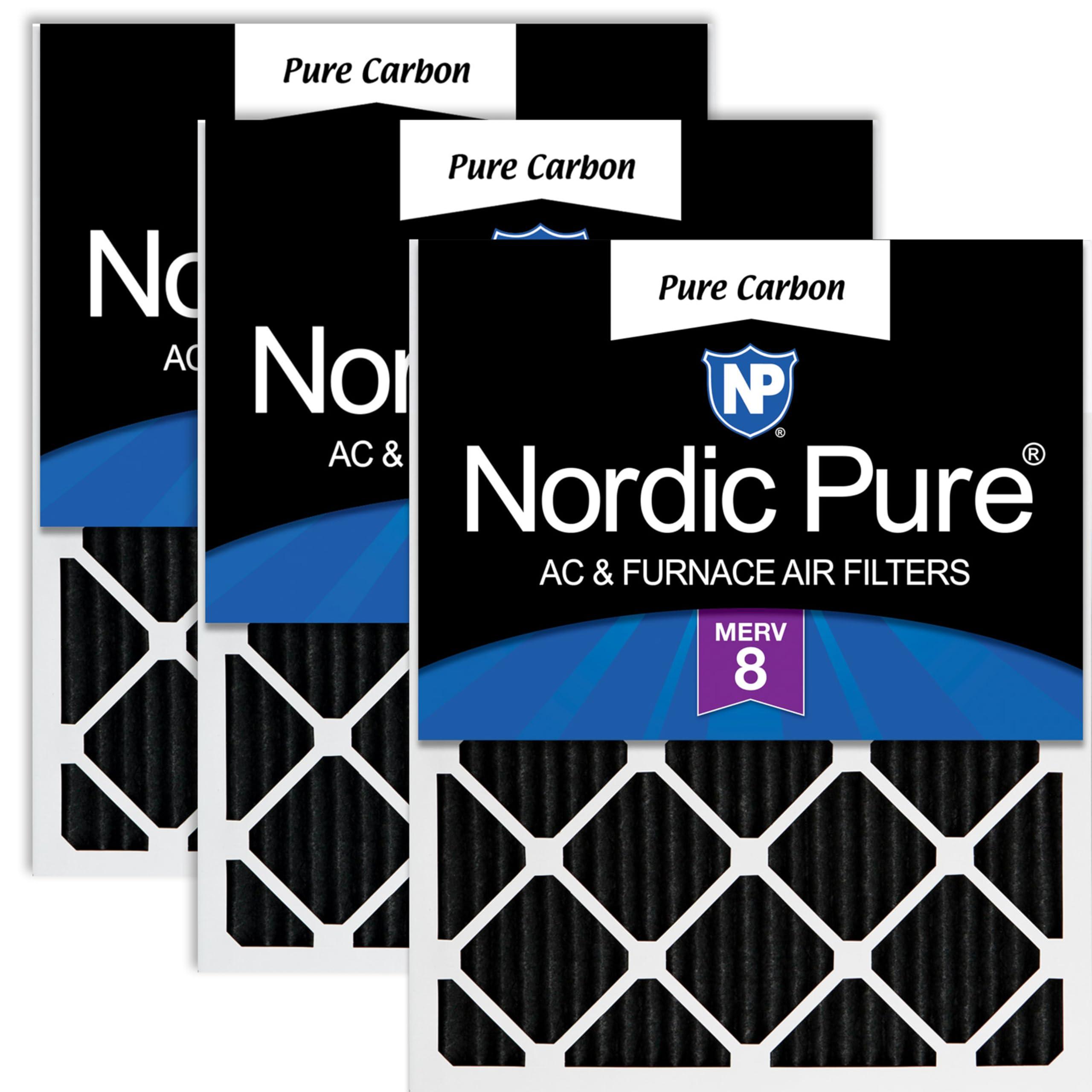 Nordic Pure Nordic Pure 20x20x1 (19 1/2 x 19 1/2 x 3/4) Pure Carbon Pleated Odor Reduction Furnace Air Filters 3 Pack