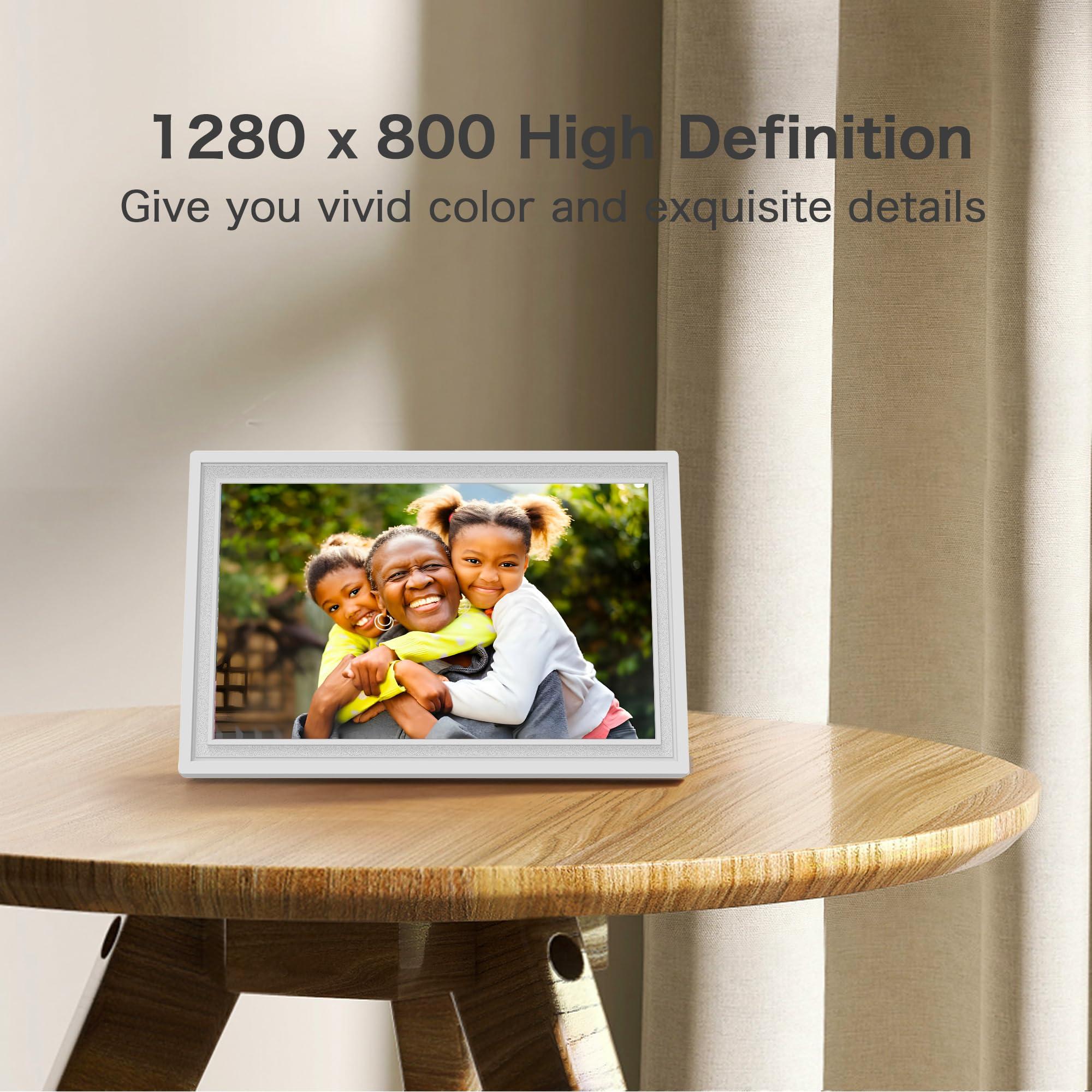 Pastigio Digital Picture Frame WiFi, 10.1 Inch Frameo Digital Photo Frame, 32GB Memory, 1280*800 HD Touch Screen, Auto-Rotate, Share Pictures Videos Instantly, Wedding, Birthday Gifts for Women, Mom, Dad Gifts