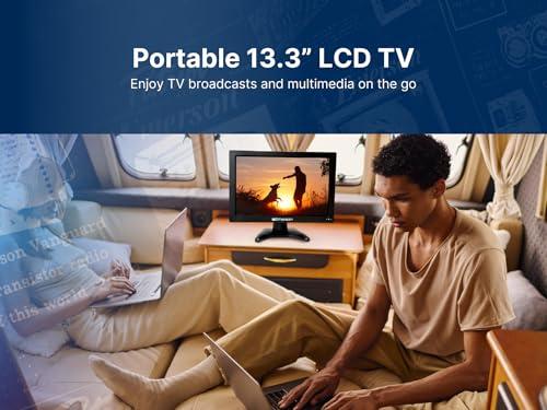 Emerson Emerson ET-1300 13.3" Portable Digital TV with Built-in Rechargeable Battery, DC Car Adapter, HDMI, USB, and AV Inputs, Crystal-Clear HD Display, Compact for Travel, Tailgating, and Camping