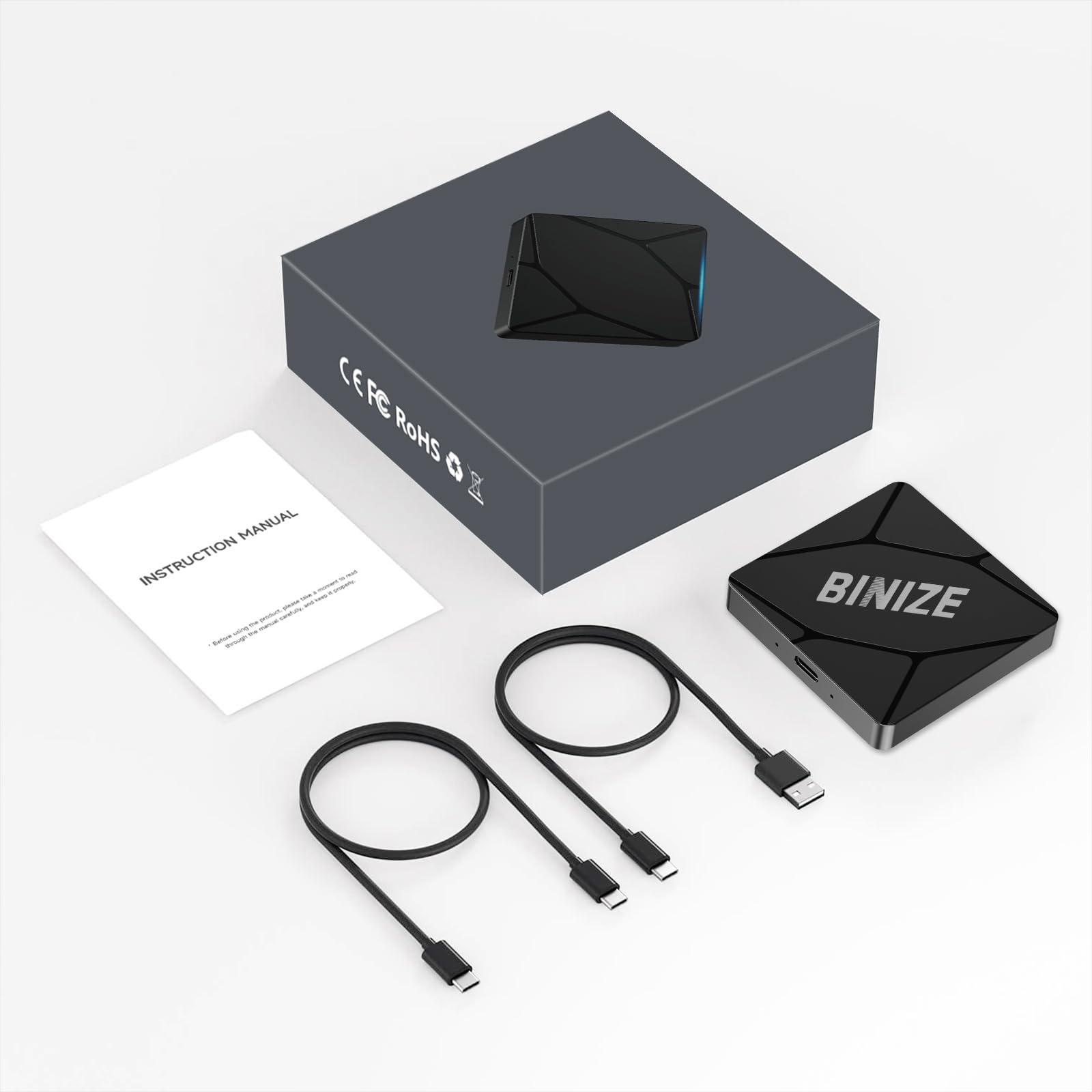 BINIZE Wireless Carplay Adapter & Android Auto Wireless Adapter, 2-in-1 Converts Wired to Wireless Carplay Dongle for Plug & Play Carplay Android Auto Car with iOS 10+ / Android 11+