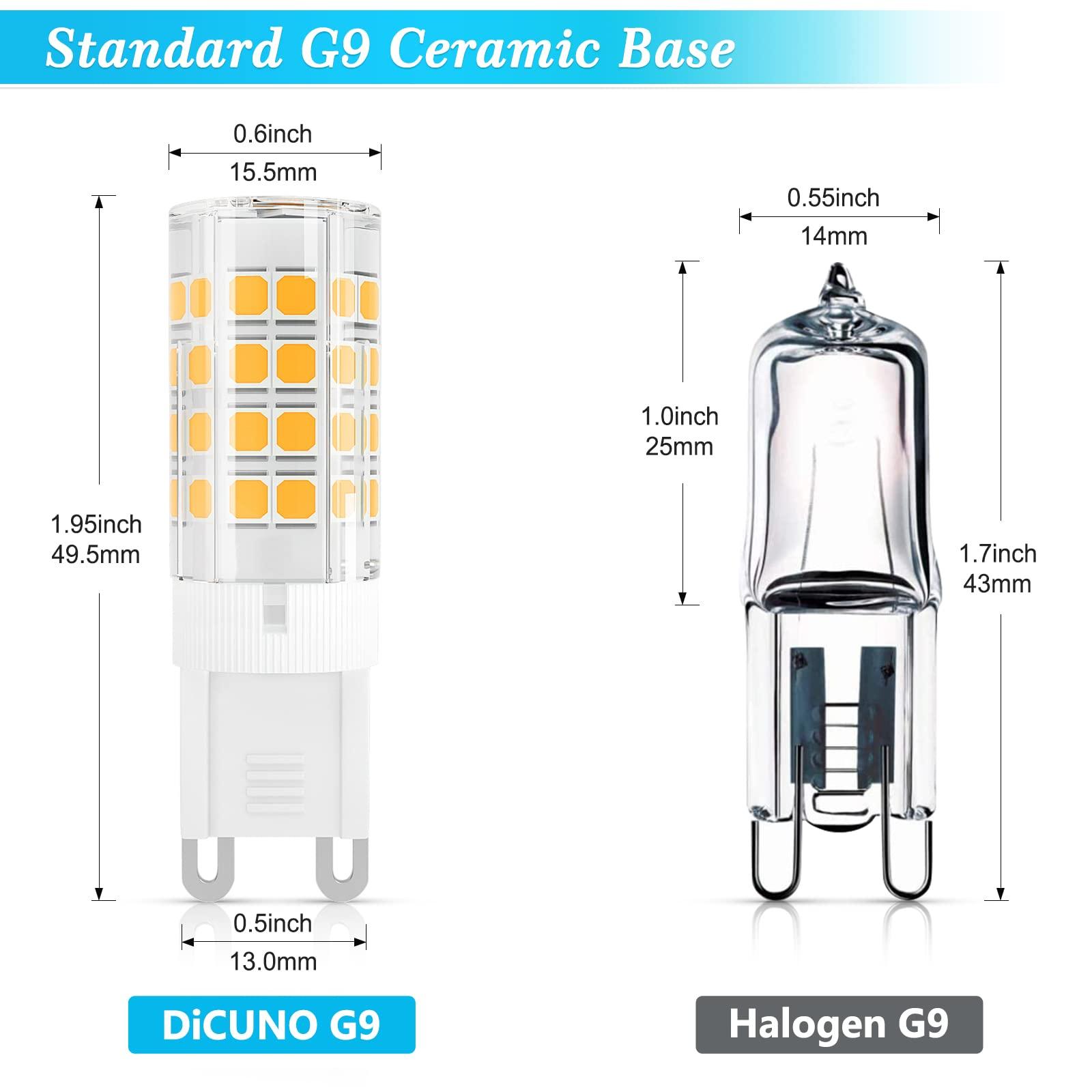 DiCUNO DiCUNO G9 LED Light Bulb 4W, 40W Halogen Replacement, Warm White 3000K, G9 Bi-Pin Ceramic Base, 120V, 450LM, Non-dimmable, for Chandelier Light, Pendant Light, 6-Pack
