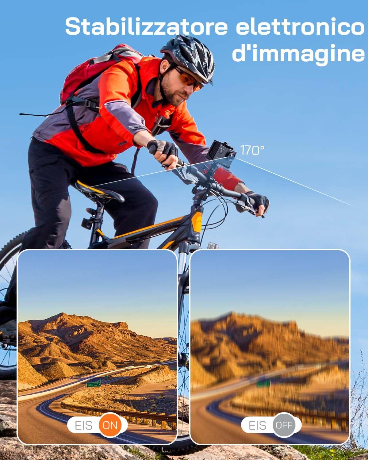 WOLFANG WOLFANG Action Camera 4K 20MP GA100, Waterproof 40M Underwater Camera for Snorkeling, EIS Stabilization WiFi 170 Wide Angle Helmet Camera for Vlogging with External Microphone, Remote Control