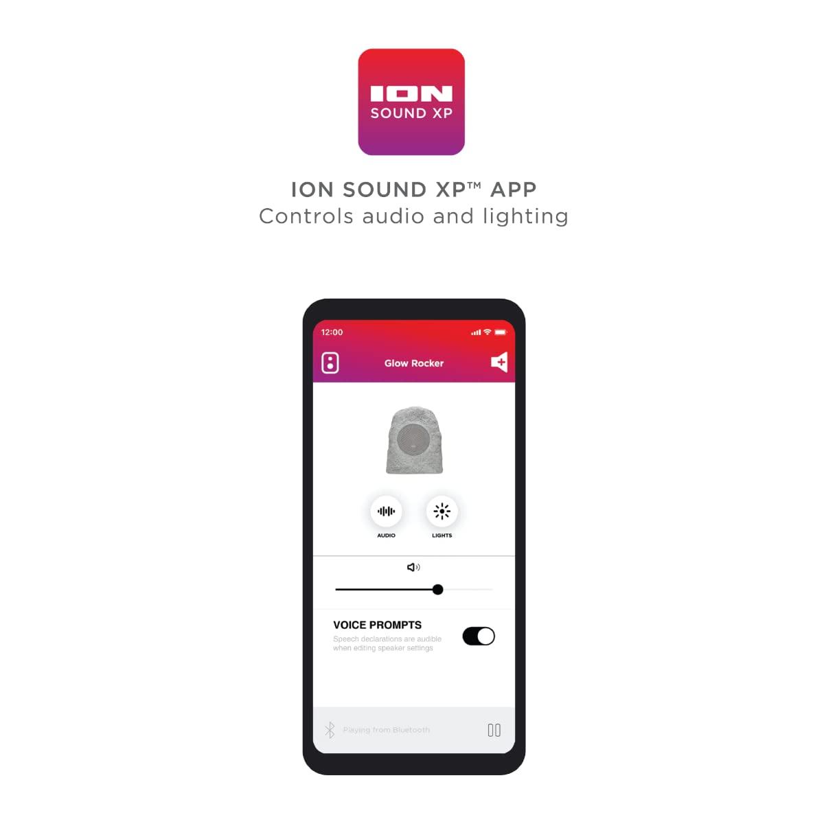 Ion ION Audio Glow Rocker Pair Rechargeable Outdoor Bluetooth-Enabled Speakers with Stereo-Link