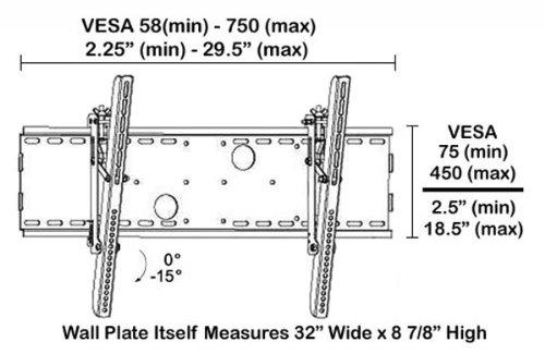 Brateck Black Adjustable Tilt/Tilting Wall Mount Bracket for Philips 52PFL5704D 52" Inch LCD HDTV TV Television