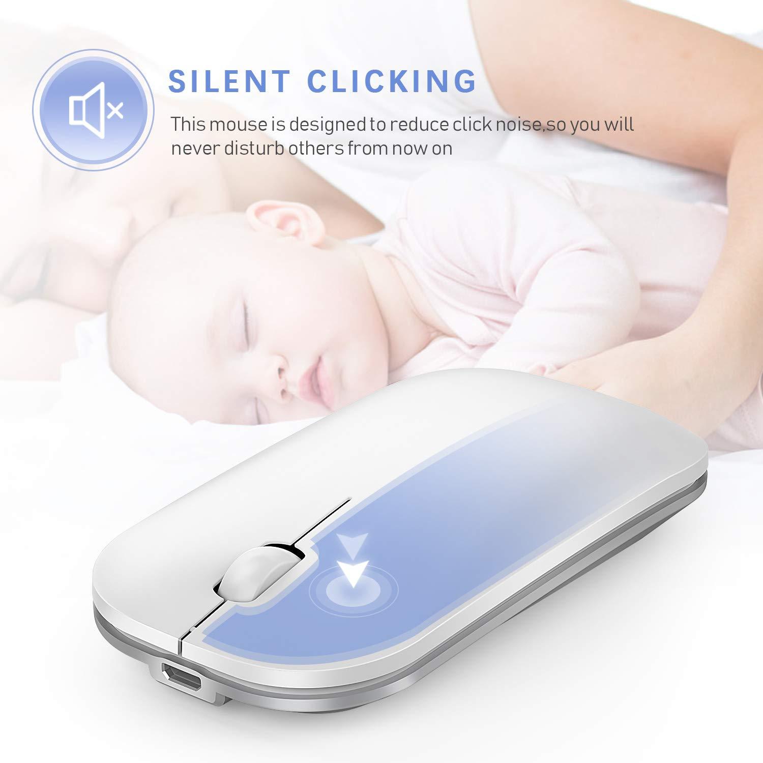 seenda seenda Rechargeable Wireless Keyboard Mouse, Ultra Thin Low Profile Wireless Keyboard and Mouse with Number Pad, Quiet Portable Combo Compatible for Windows XP/7/8/10/11/11 Pro, Silver White