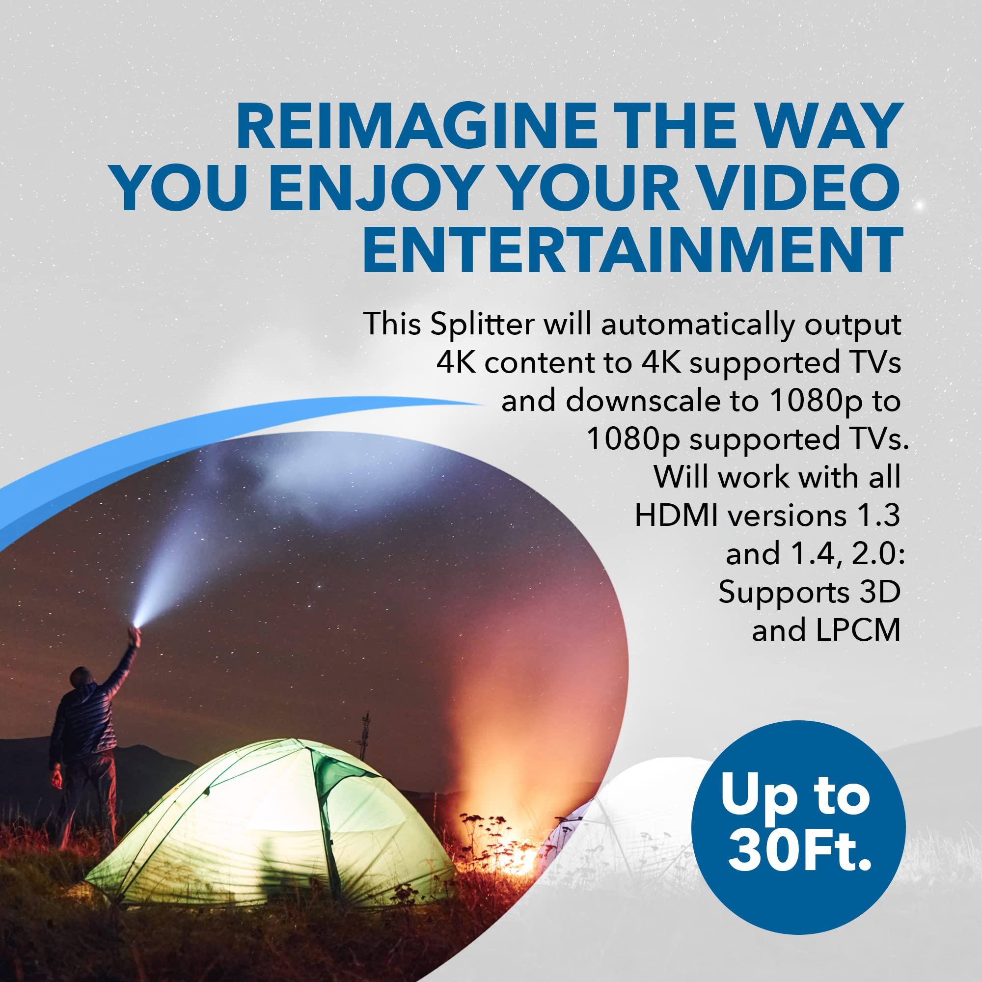 OREI OREI 4K 1 in 8 Out HDMI Splitter 4:4:4 8-bit - HDMI 2.0, HDCP 2.2, 18 Gbps, 4K @ 60Hz HDMI Duplicator/Distributor UltaHD High Resolution (1x8)