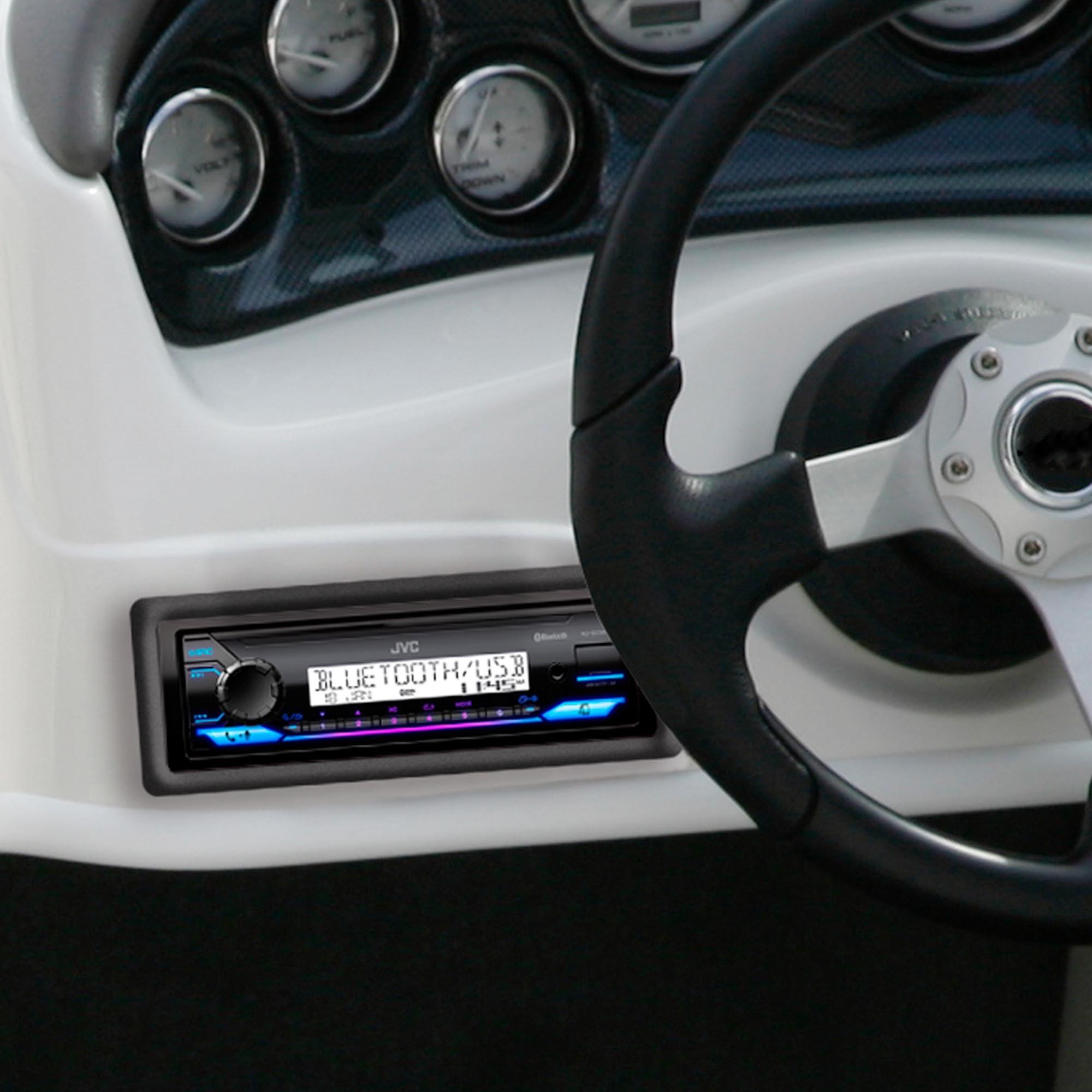 JVC JVC KD-SX38MBT Car Stereo with Bluetooth, 4-Ch Marine Radio Receiver, AM/FM Single Din Radio, Aux-in, USB, Streaming, RGB Illumination, Use as in-Dash ATV, Truck Radio or Boat Stereo