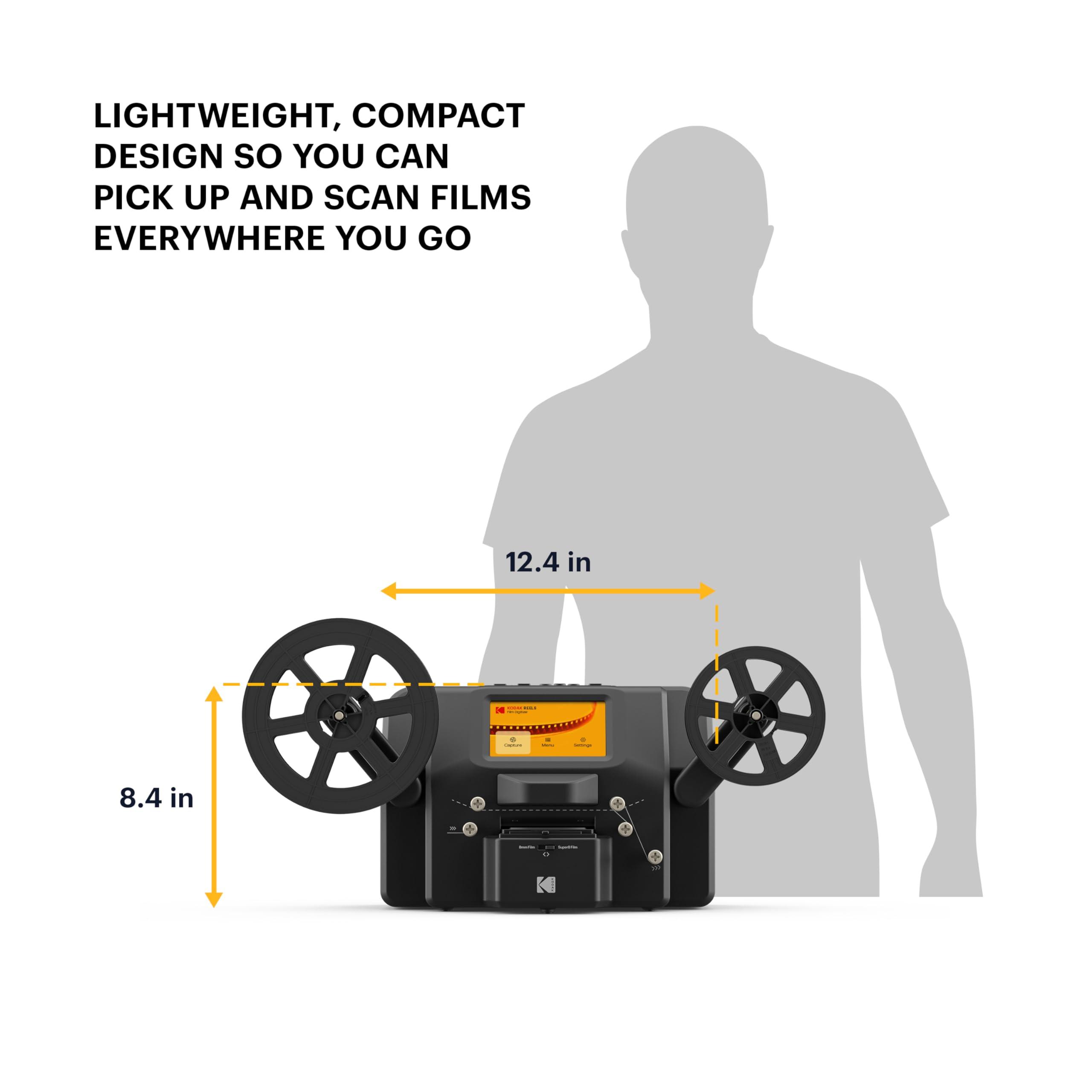 KODAK KODAK REELS 8mm & Super 8 Films Digitizer Converter with Big 5 Screen, Scanner Converts Film Frame by Frame to Digital MP4 Files for Viewing, Sharing & Saving on SD Card for 3 4 5 7 and 9 Reels