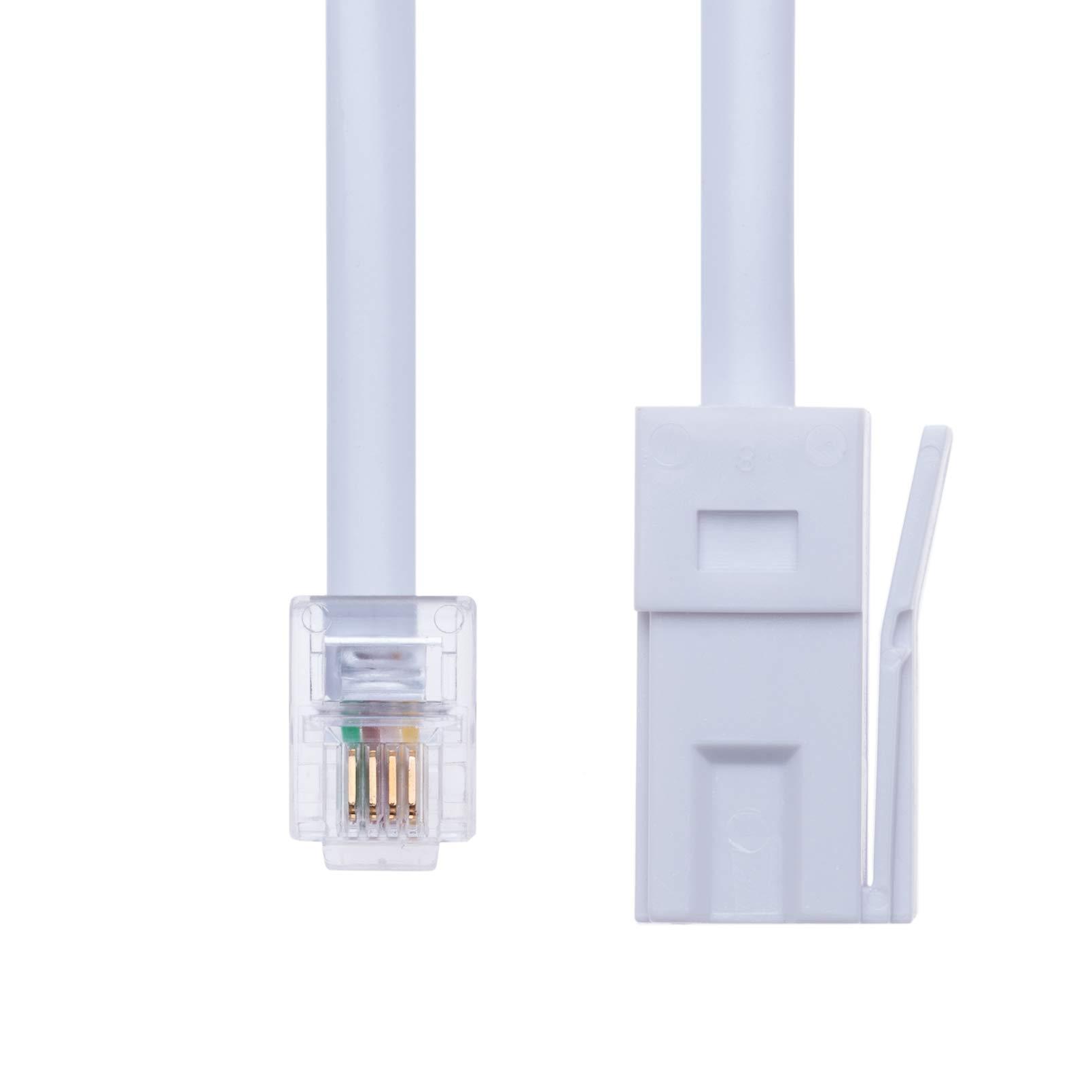 Keple BT Phone Line Plug to RJ11 Crossover Telephone Cable Extension | Lead Cord for Modem FAX Sky Box Virgin Hub | British UK BT Socket 4 Wire | White 9.8ft