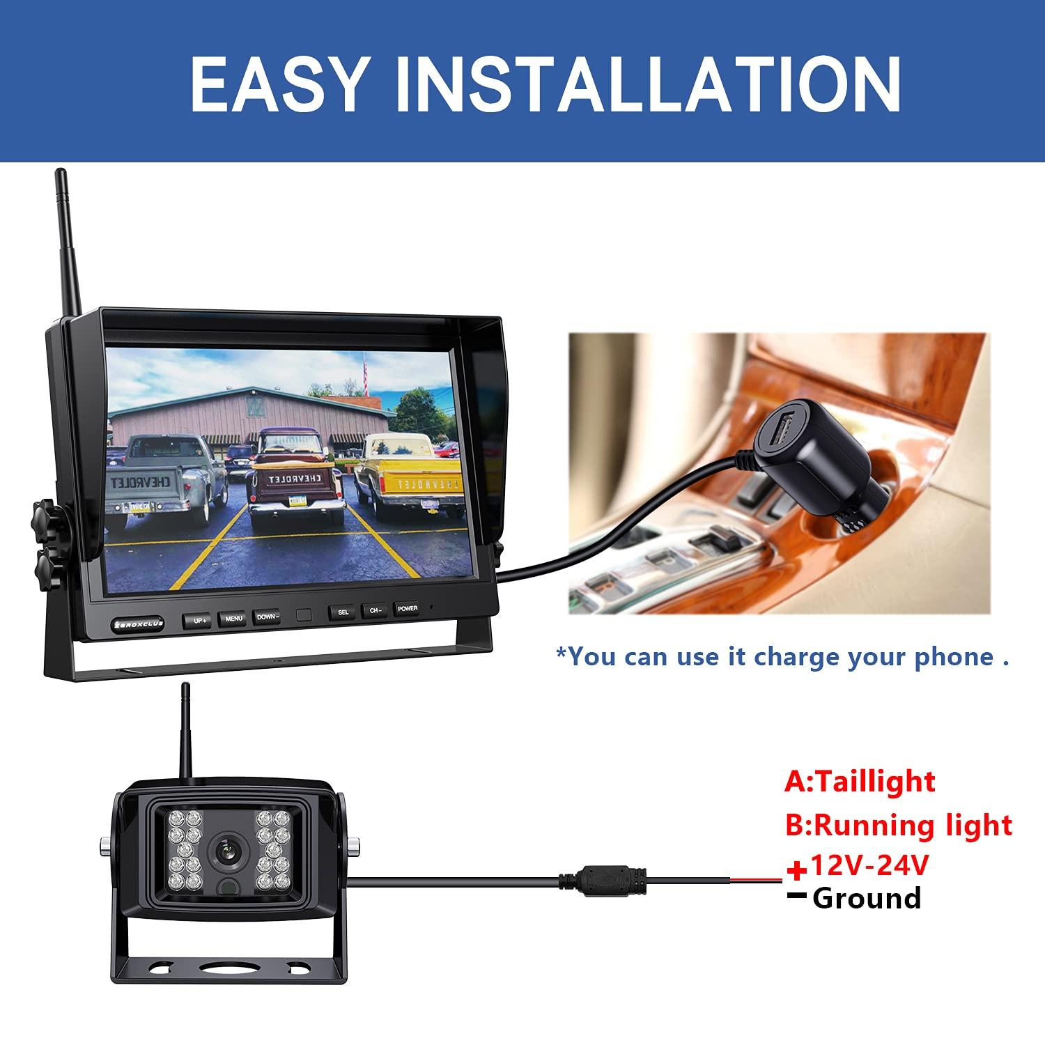 ZEROXCLUB ZEROXCLUB Wireless Backup Camera System with 7-Inch DVR Dual/Quad Split Touch Monitor BW702 + ZEROXCLUB 10'' 1080P Wireless Backup Camera System, 10 Inch DVR Wireless 2 Rear View Camera BW102 Bundles