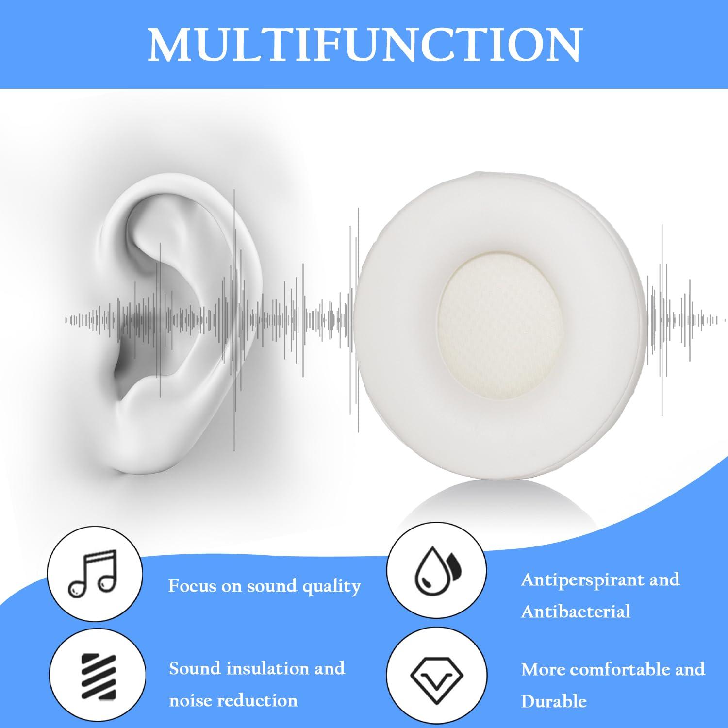 Adhiper Solo Pro Replacement Earpads Protein Leather Replacement Ear Pads Ear Cushion is Compatible with Beats Solo Pro Headphones (White)