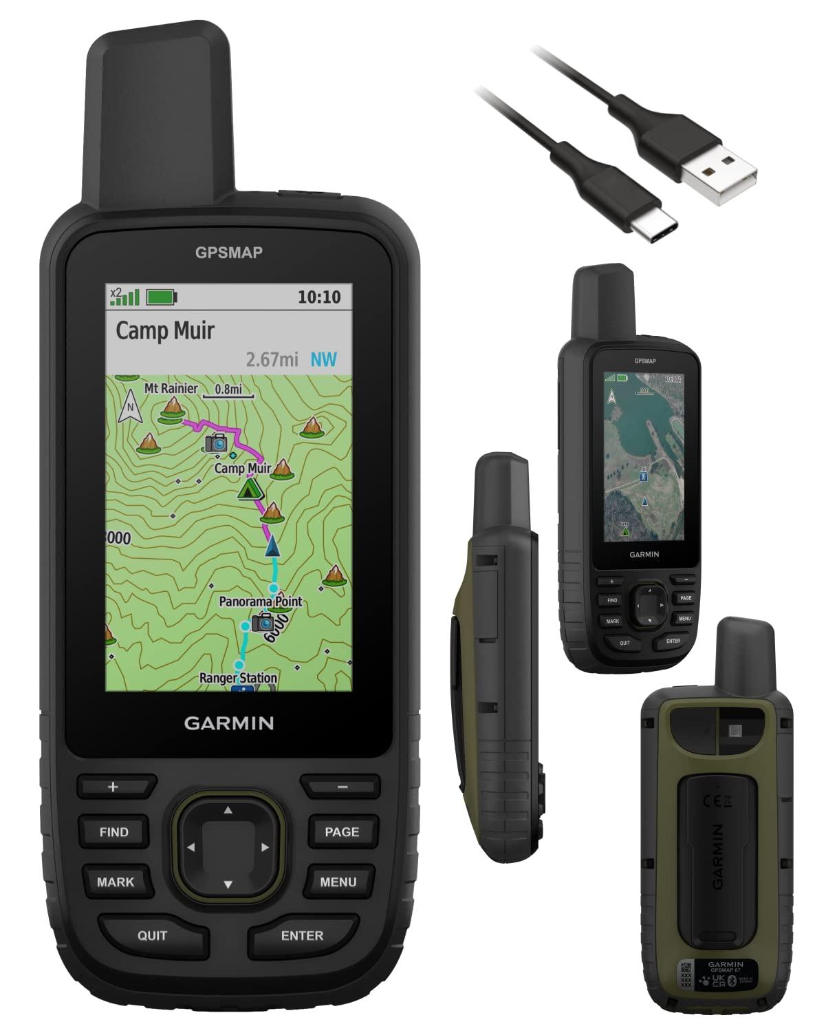 Wearable4U Wearable4U - Garmin GPSMAP 67 Rugged Hiking Handheld, Expanded GNSS Support, 3in Display with Power Pack Bundle