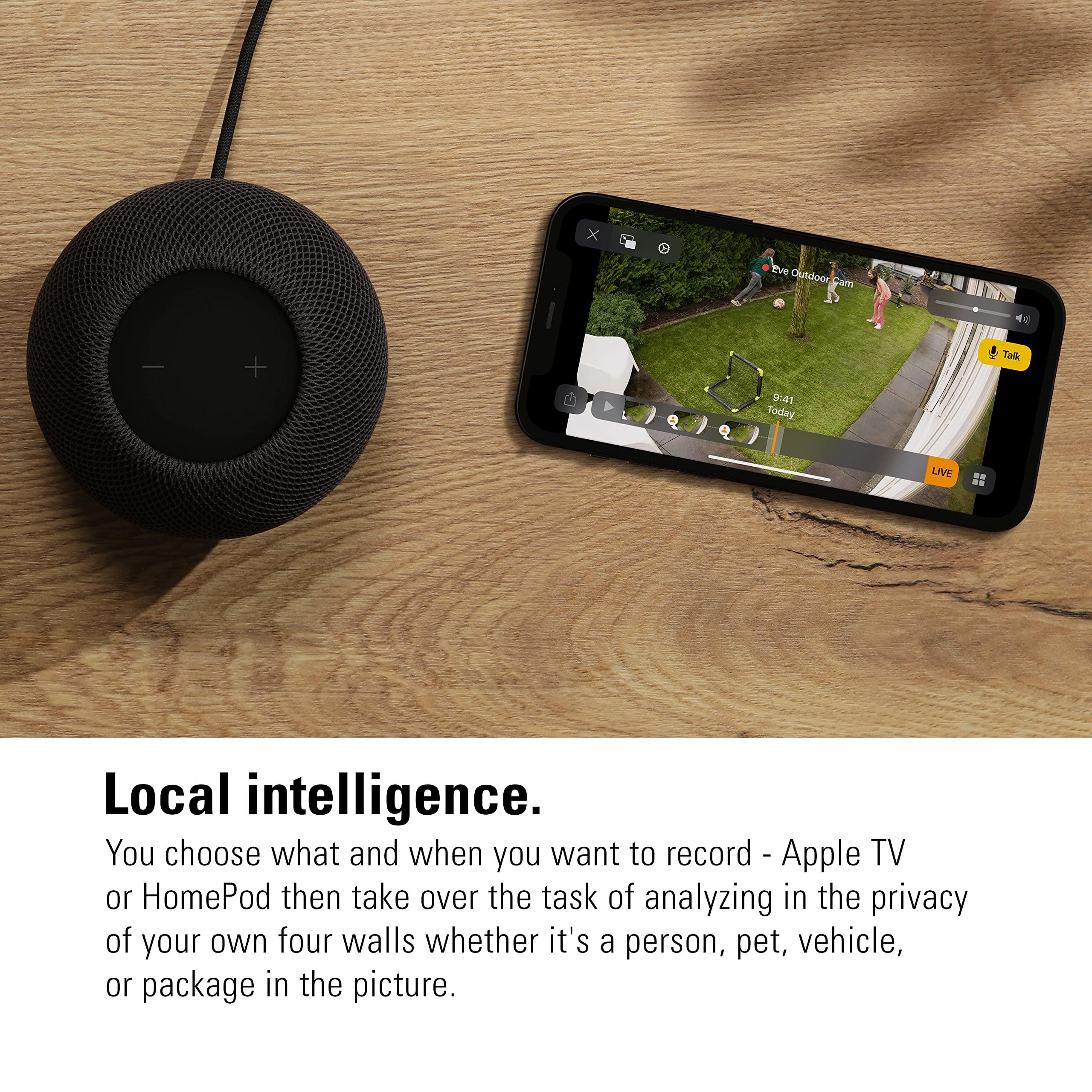 Eve Eve Outdoor Cam (White Edition) Secure floodlight Camera, (HomeKit Secure Video), 1080p, Night Vision, Wi-Fi (2.4 GHz), Motion Sensor, Two-Way Communication, Flexible & Easy Installation