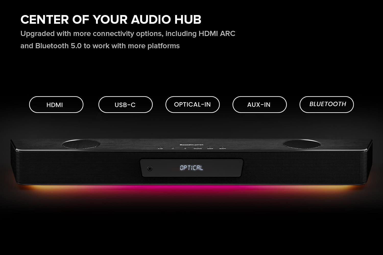 Creative Creative Sound Blaster Katana V2 RGB True 5.1 Multi-Channel Gaming Soundbar with Subwoofer, ft. Tri-Amplified 5-Driver Design and Super X-Fi Technology, SXFI Battle Mode