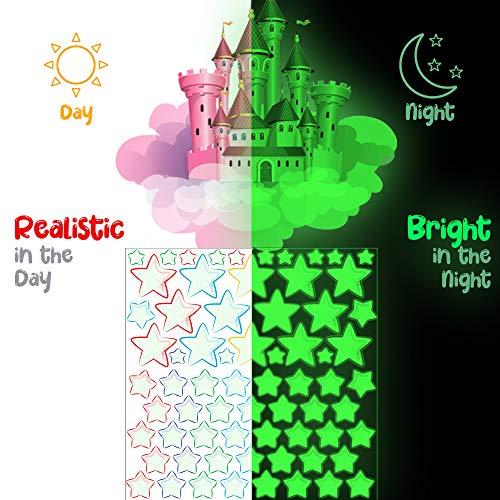 MAFOX Glow in The Dark Stars, Glowing Unicorn Sets with Castle Moon and Rainbow Wall Decals for Kids Bedding Room, Great for Birthday Gift Wall Mural Stickers for Girls and Boys
